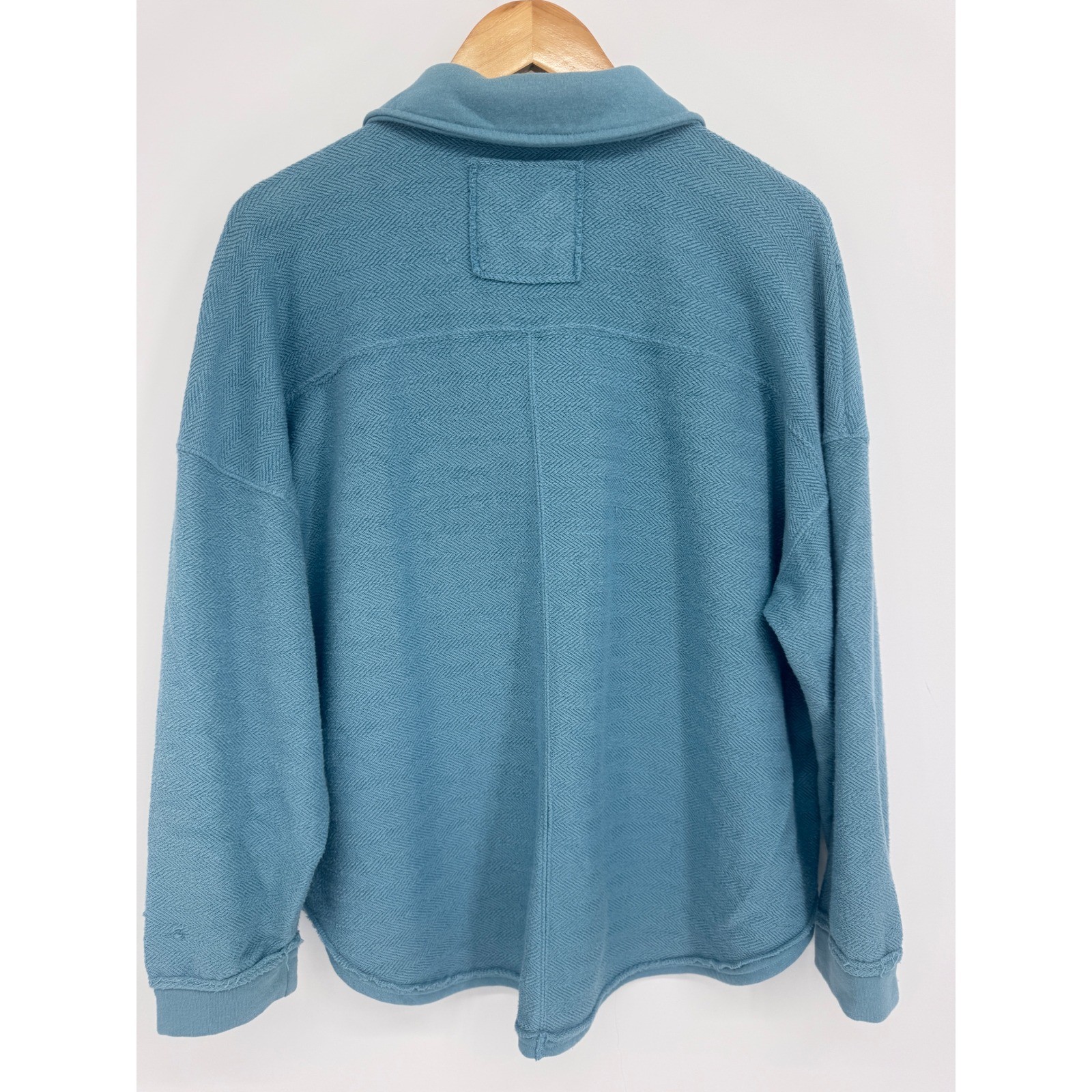American Eagle Pullover Sweatshirt Womens XS Herringbone Henley Oversized