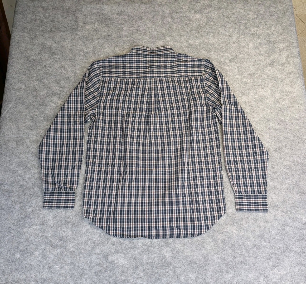 Stussy Shirt Mens Medium Navy Plaid Long Sleeve Button Down Read