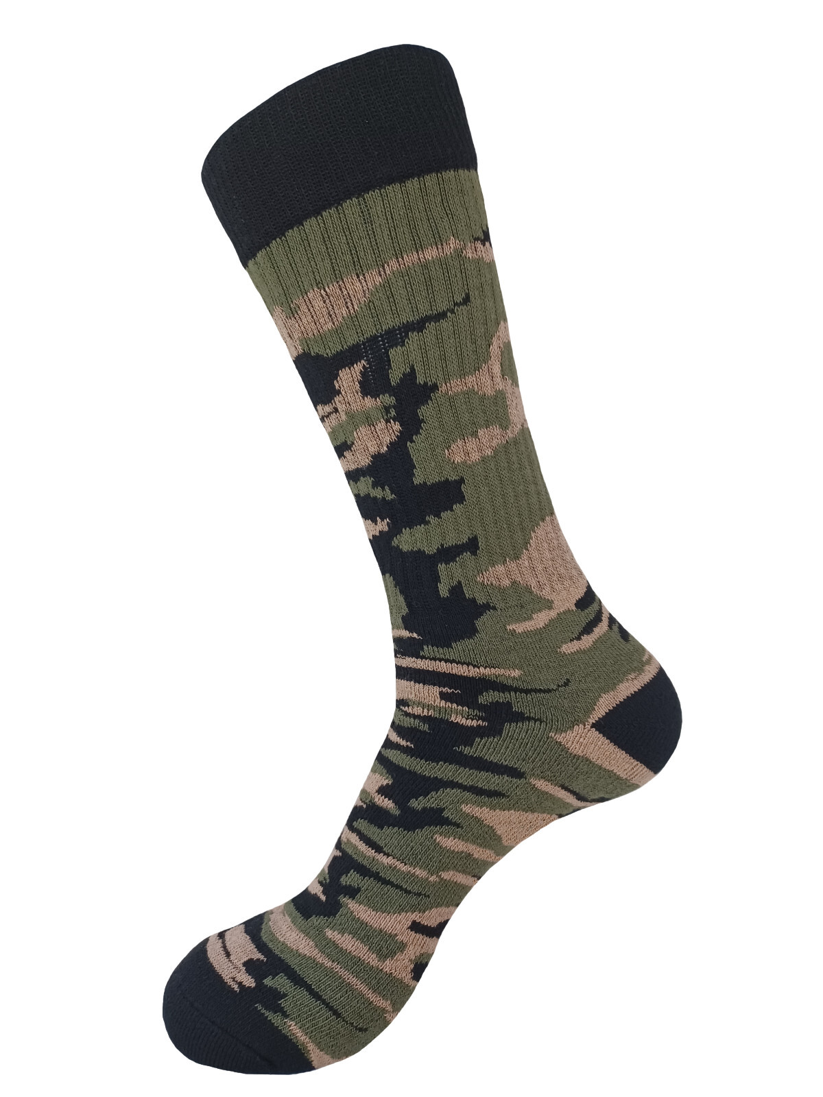 ONE PAIR COTTON CAMOUFLAGE CREW ARMY SOCKS SIZE 10-13 TRUE TO SIZE OLIVE GREEN