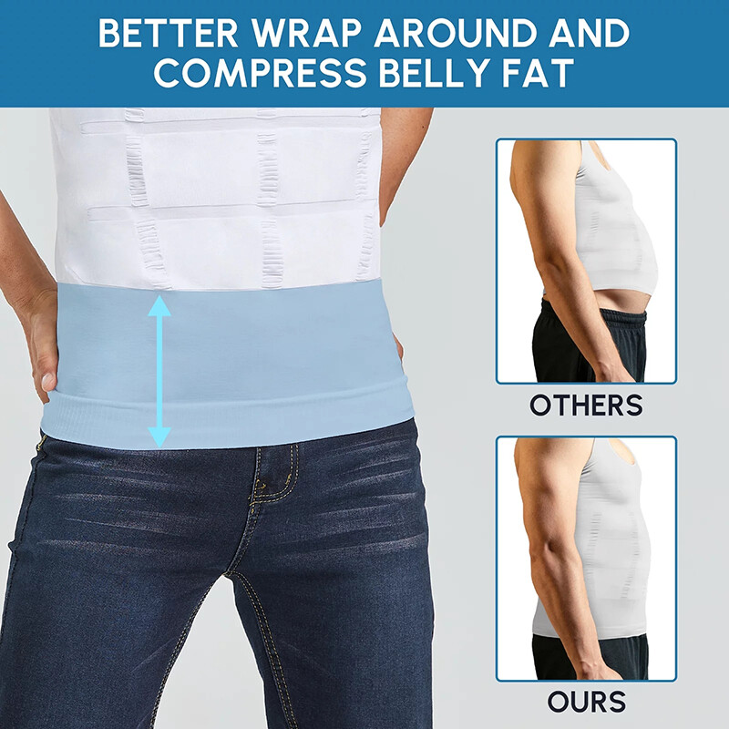 MENS SLIMMING BODY SHAPER BELLY CHEST COMPRESSION VEST GIRDLE SHIRTS TANK TOP US