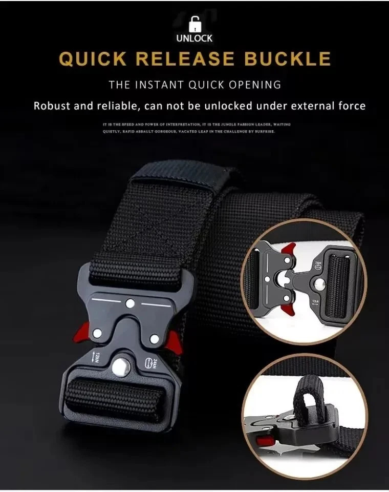 MEN Casual Military Tactical Army Adjustable Quick Release Belts Pants Waistband