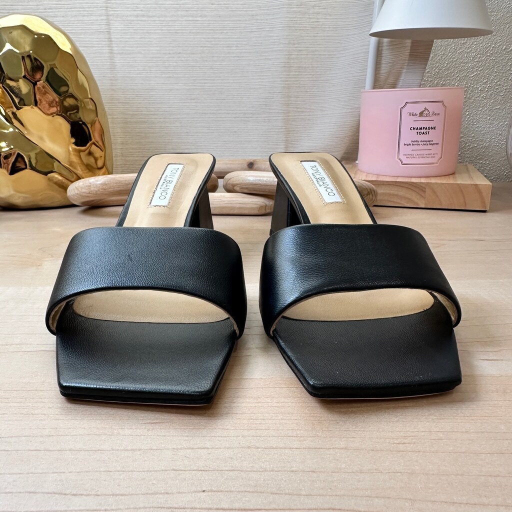 TONY BIANCO Kamira Black Mules Sandals, Size 5.5