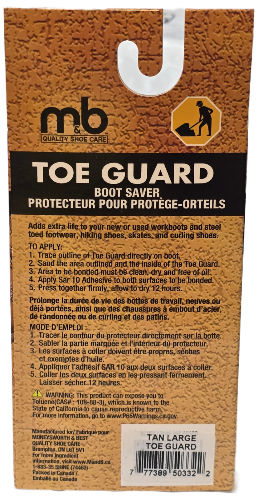 Moneysworth & Best Quality Shoe Toe Guard Boot Saver – Color Tan – LARGE 1 Pair