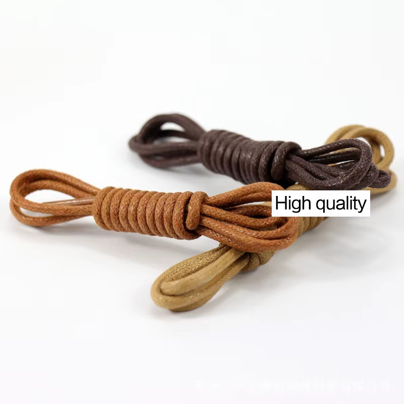 1Pair Waxed Cotton round Shoe Laces Coloured Leather Shoes Lace Waterproof Shoel