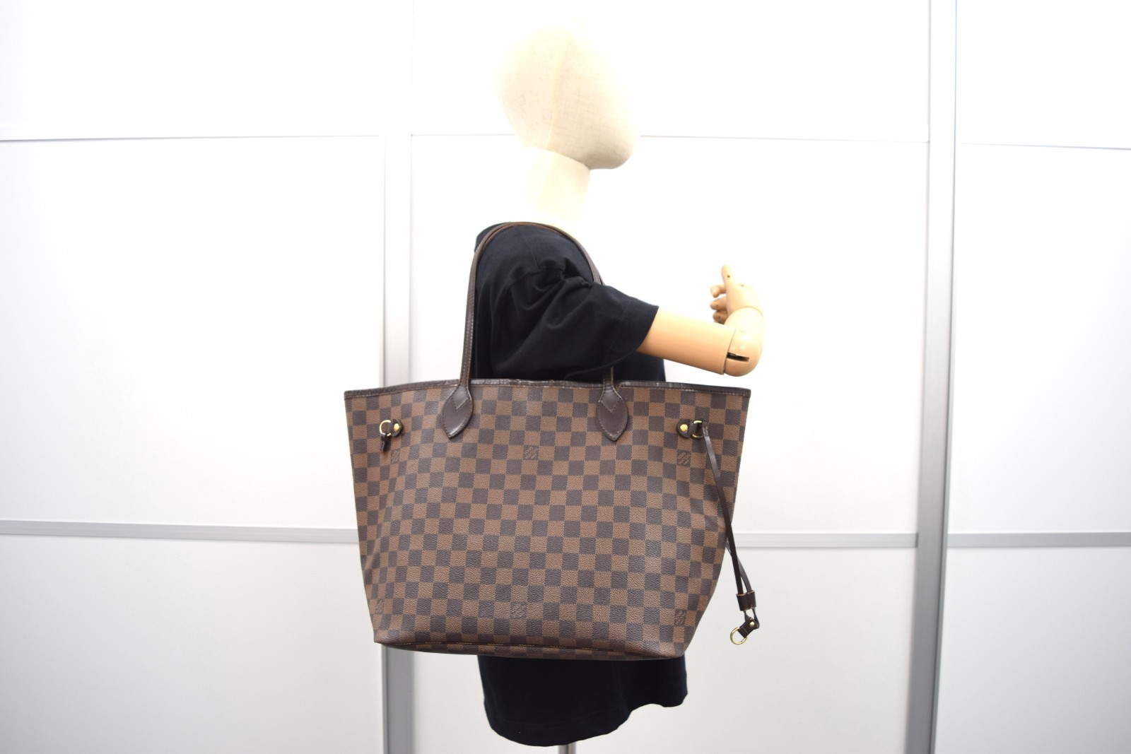 Auth Louis Vuitton Neverfull MM Tote Bag Damier Ebene Canvas N51105 LV 53736