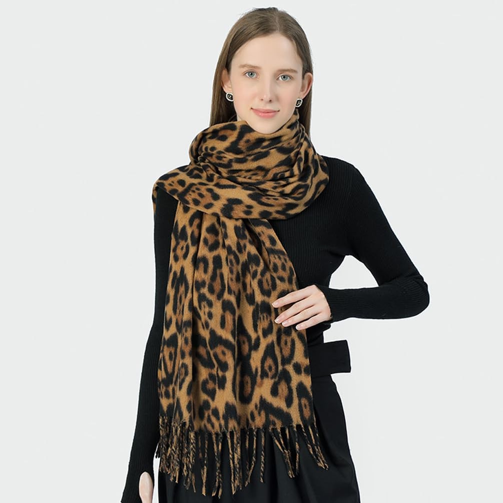 Classic Leopard Print Scarf Winter Warm Animal Soft Cashmere Blanket Wrap