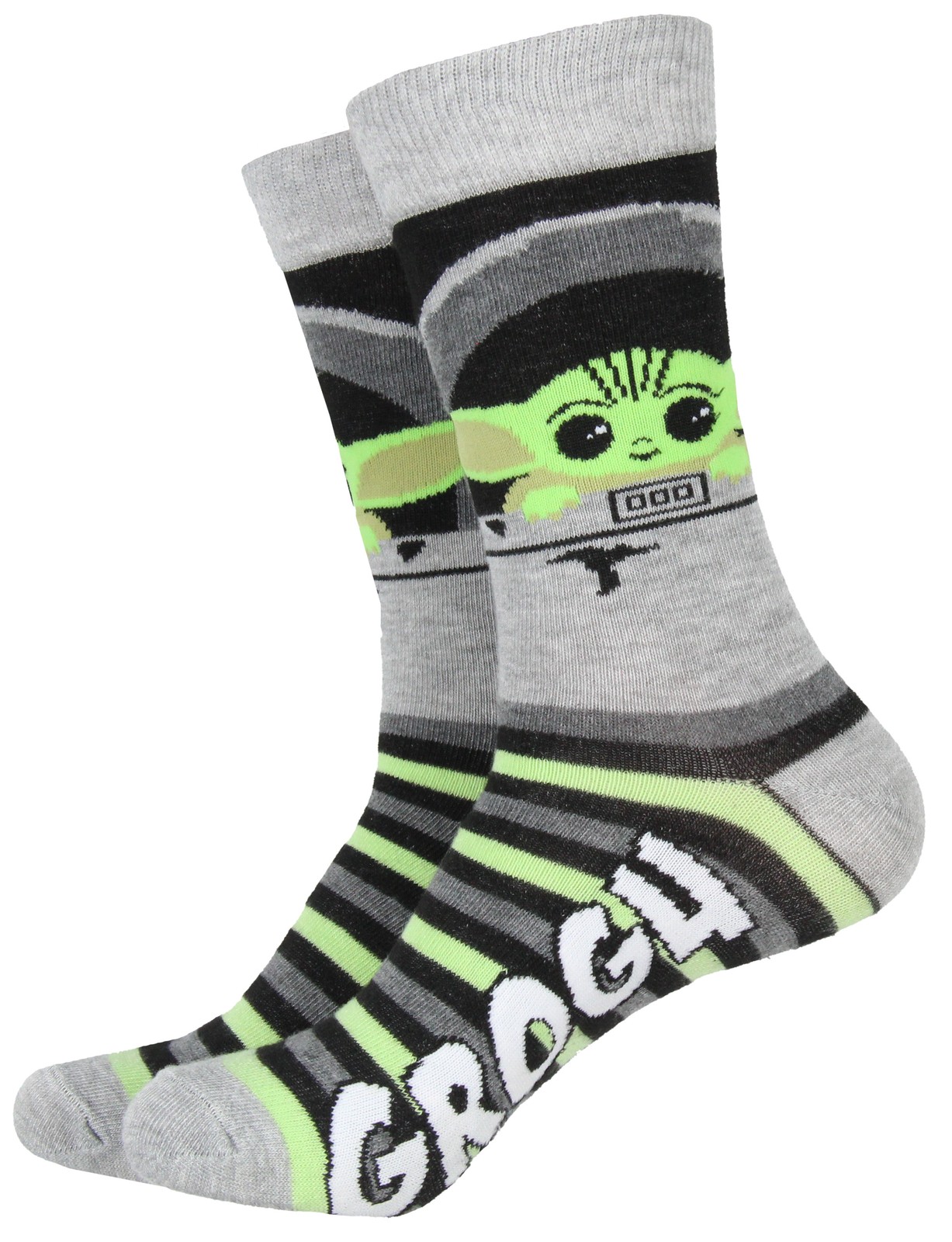 Star Wars The Mandalorian Baby Yoda Grogu and Mando Adult Crew Socks 2 Pair