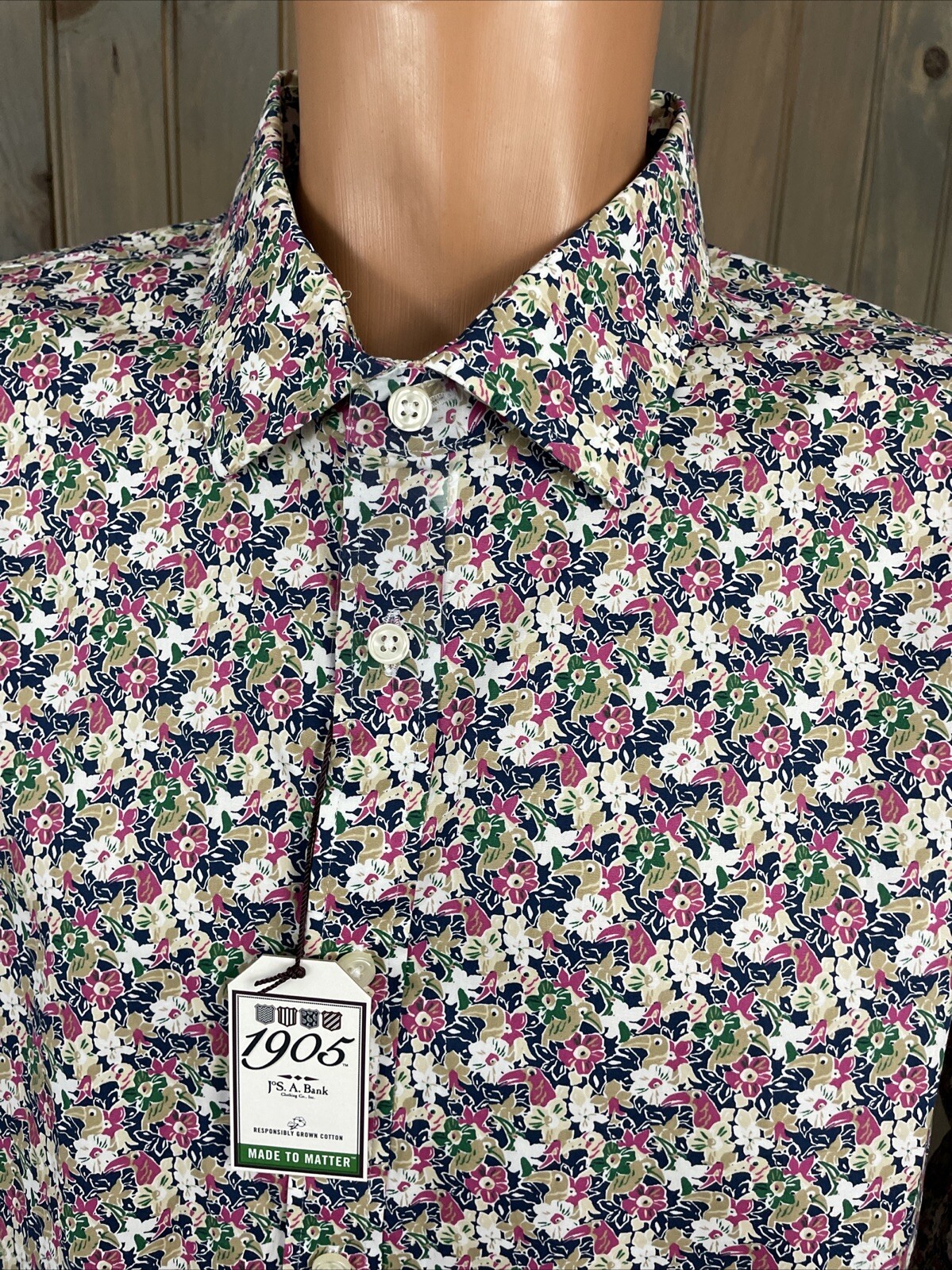 JOS A BANK L/S Button COLORFUL Dakota’s Print 2XB STRETCH SLIM Fit NWT NEW