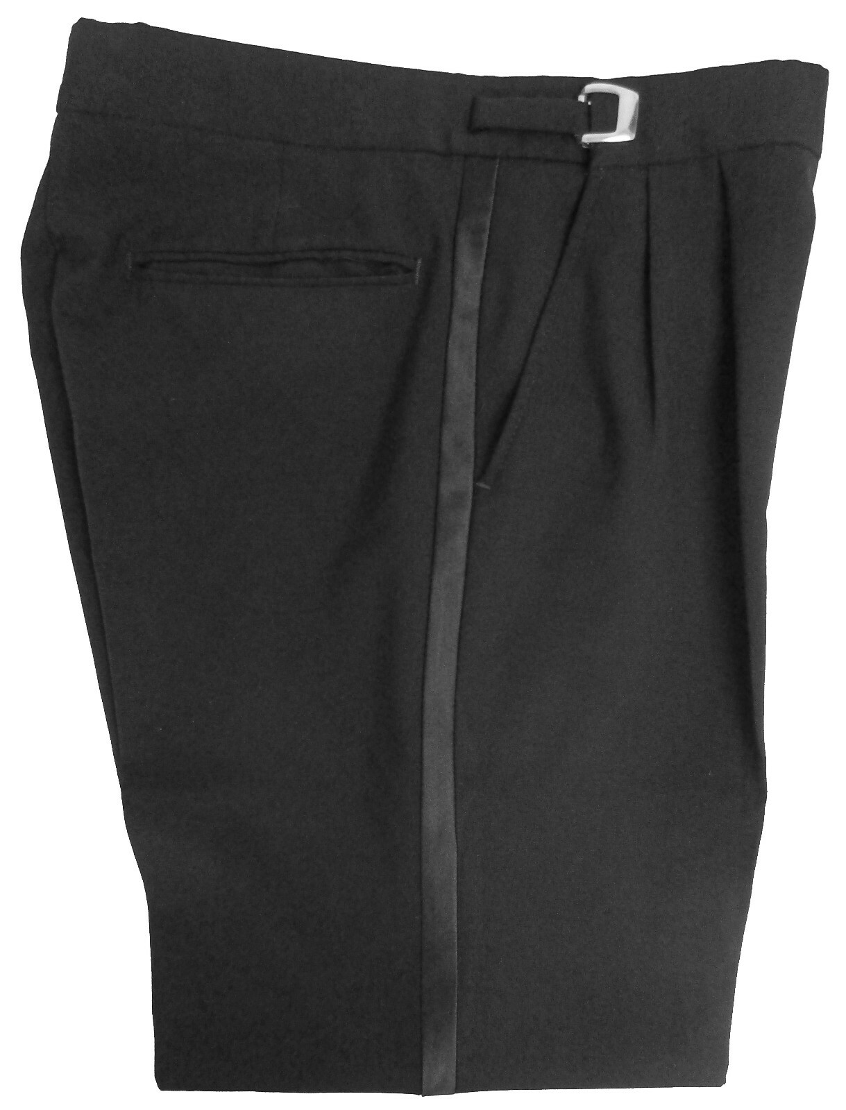 Men’s Wool Traditional Black Tuxedo Pants Wedding 27 28 29″ Adjustable Waist
