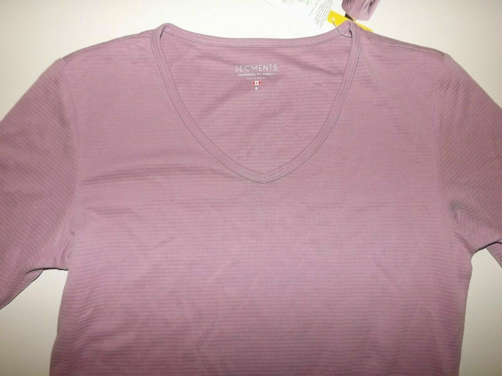 Seg’ments Women’s Textured V-Neck 3/4 Sleeve Tee-Shirt Tencel Fabric Rose M