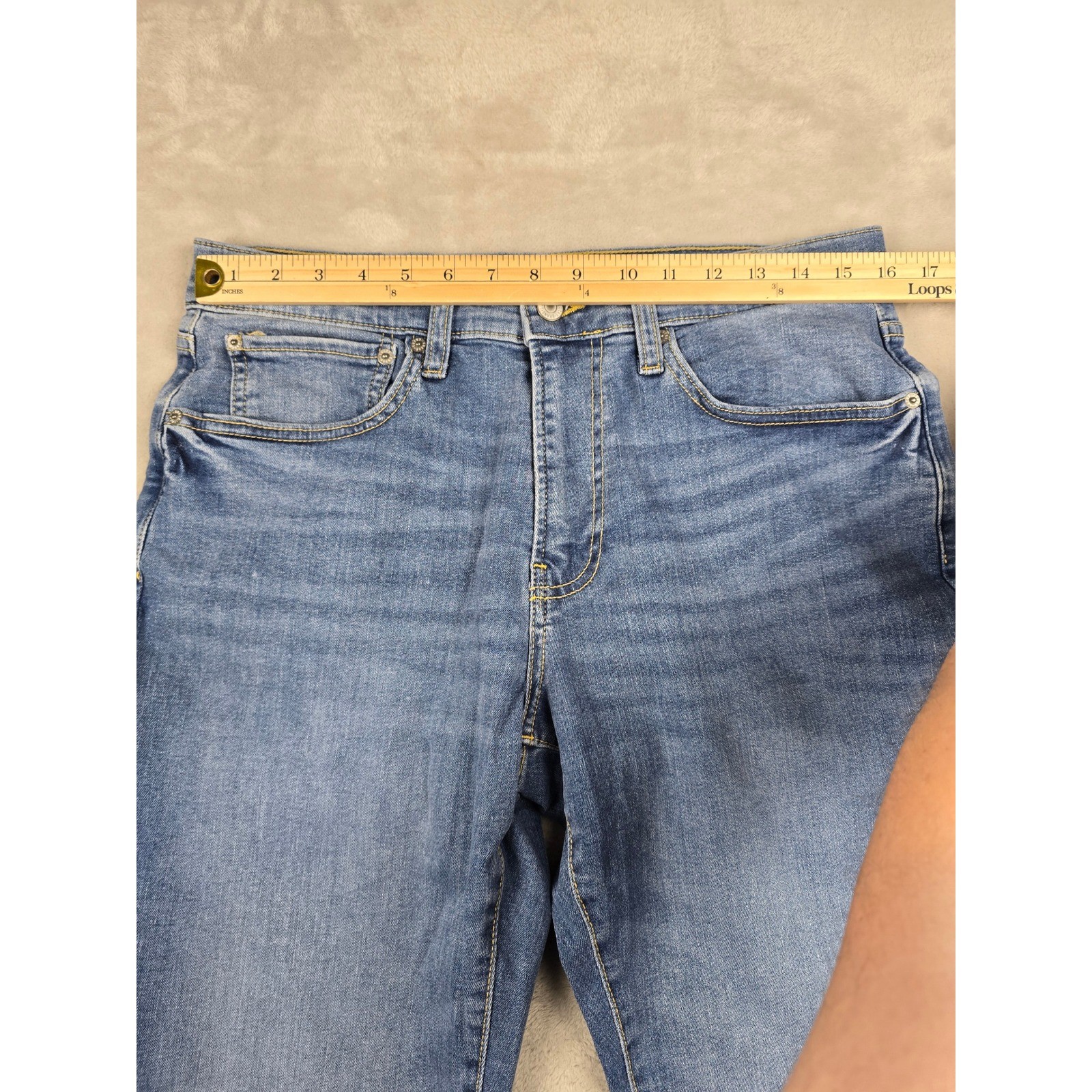 Lucky Brand 223 Straight Jeans Mens 32×32 Blue Denim Stretch Whiskered