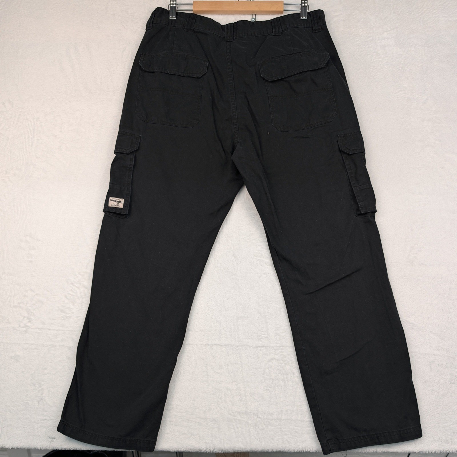 VTG Wrangler Cargo Pants Mens 34×28 Black Genuine Premium Multi Pocket Baggy Y2K