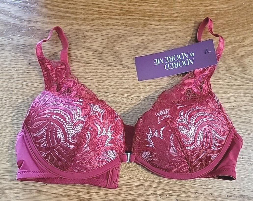Adored By ADORE ME Red Layla PushUp Bra Padded Lace 32 34 36 38 40 DD D C B A