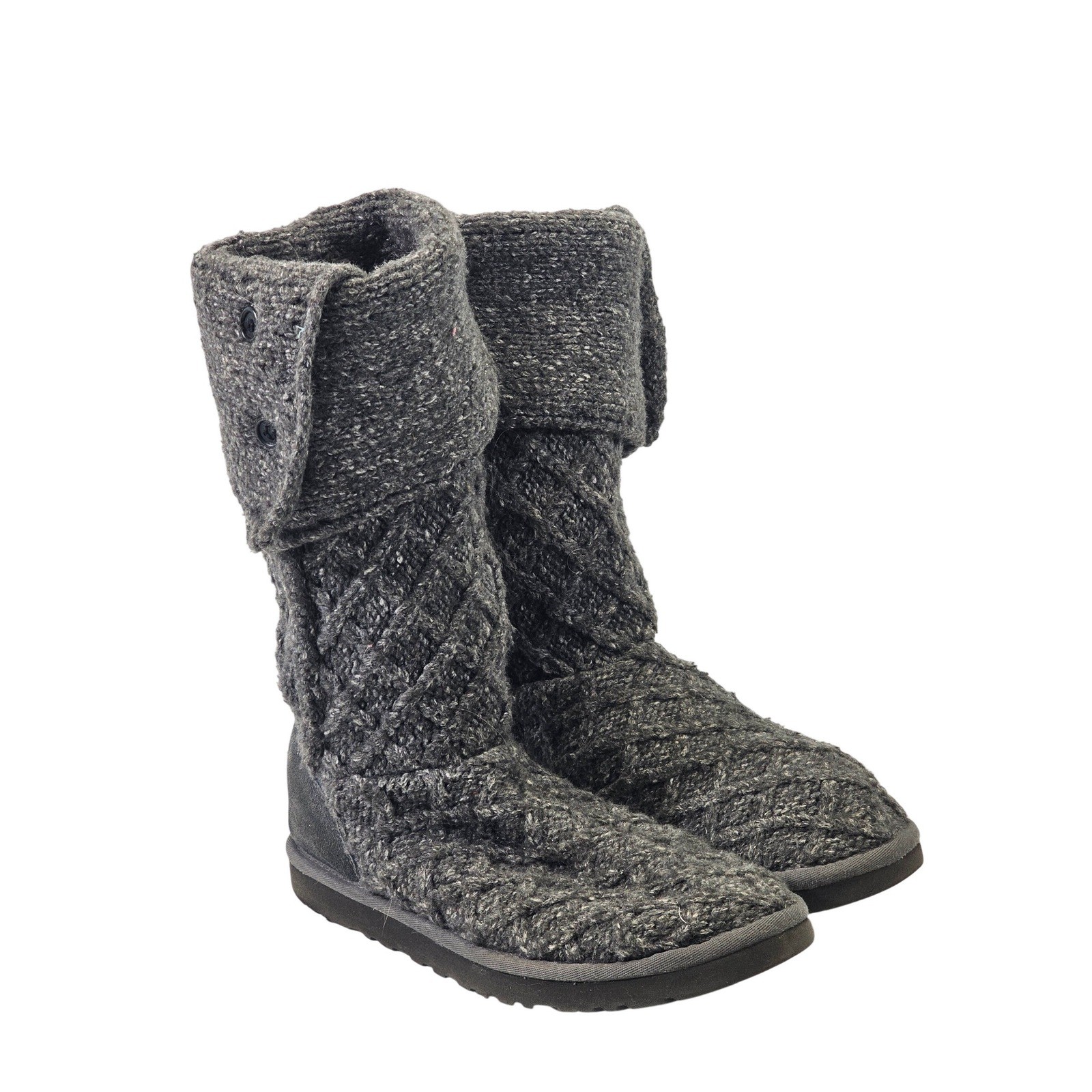 UGG Australia Lattice Cardy Grey Knit Tall Or Fold Down Boots 3066 Womens Size 8