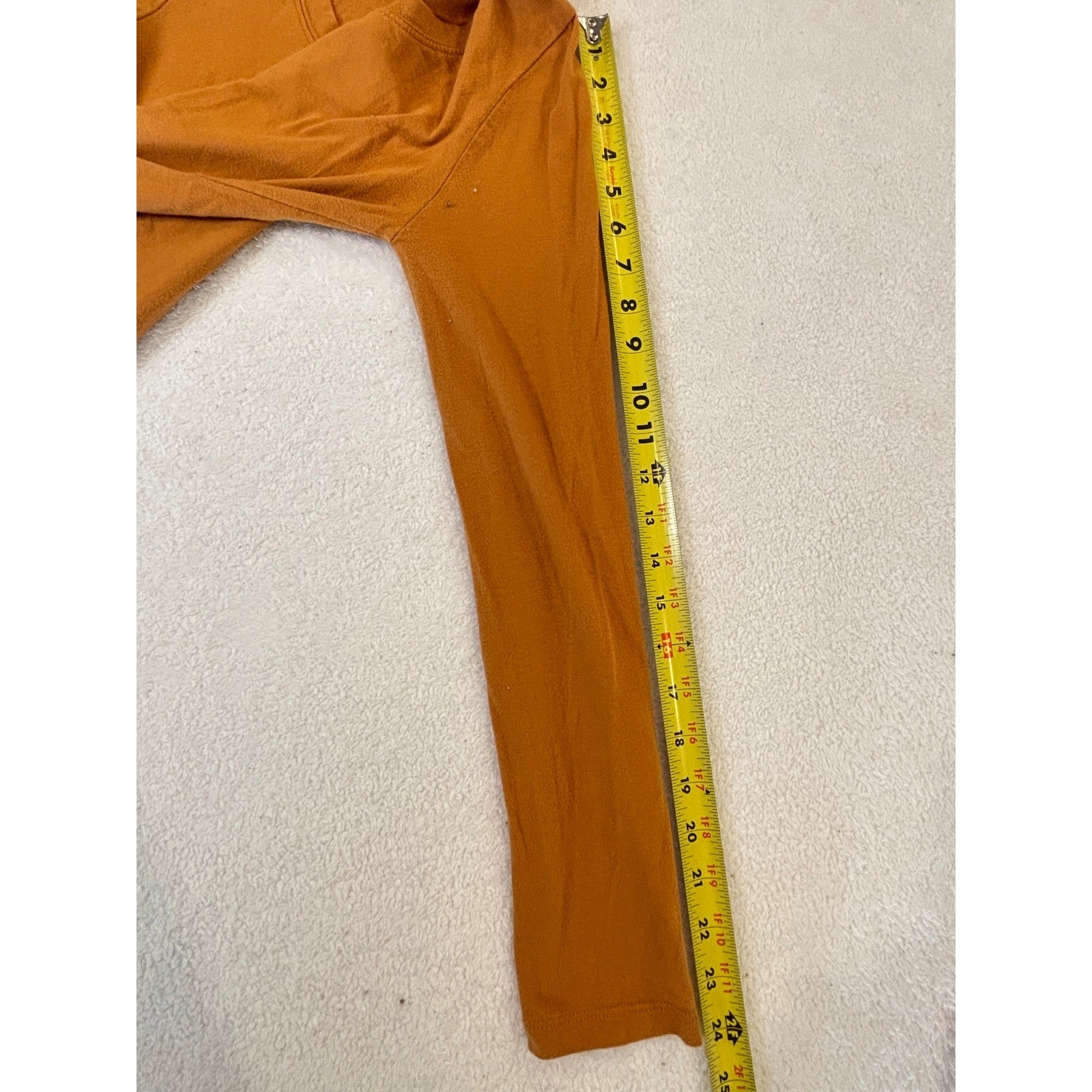 Active Basic Womens Long Sleeve Scoop Neck Top Burnt Orange Rust Size Medium