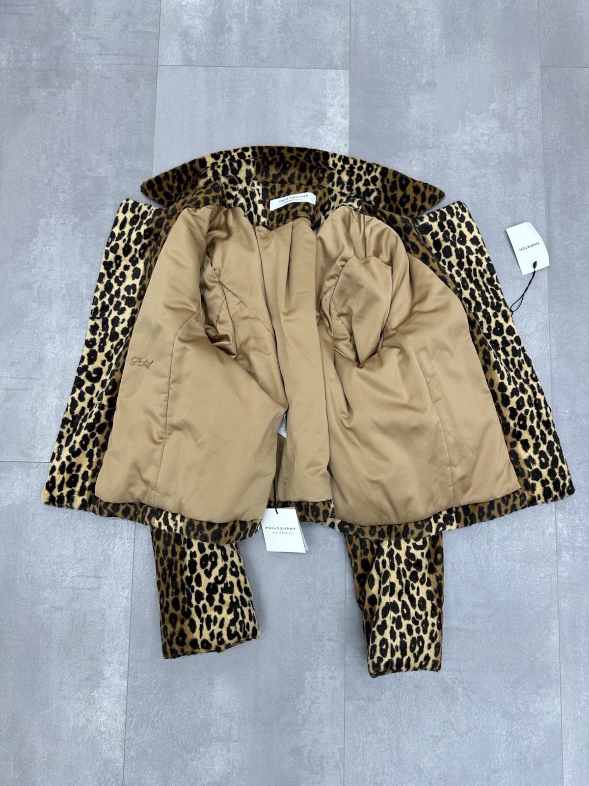 Philosophy di Lorenzo Serafini Leopard Faux Fur Jacket IT44 L NWT Designer