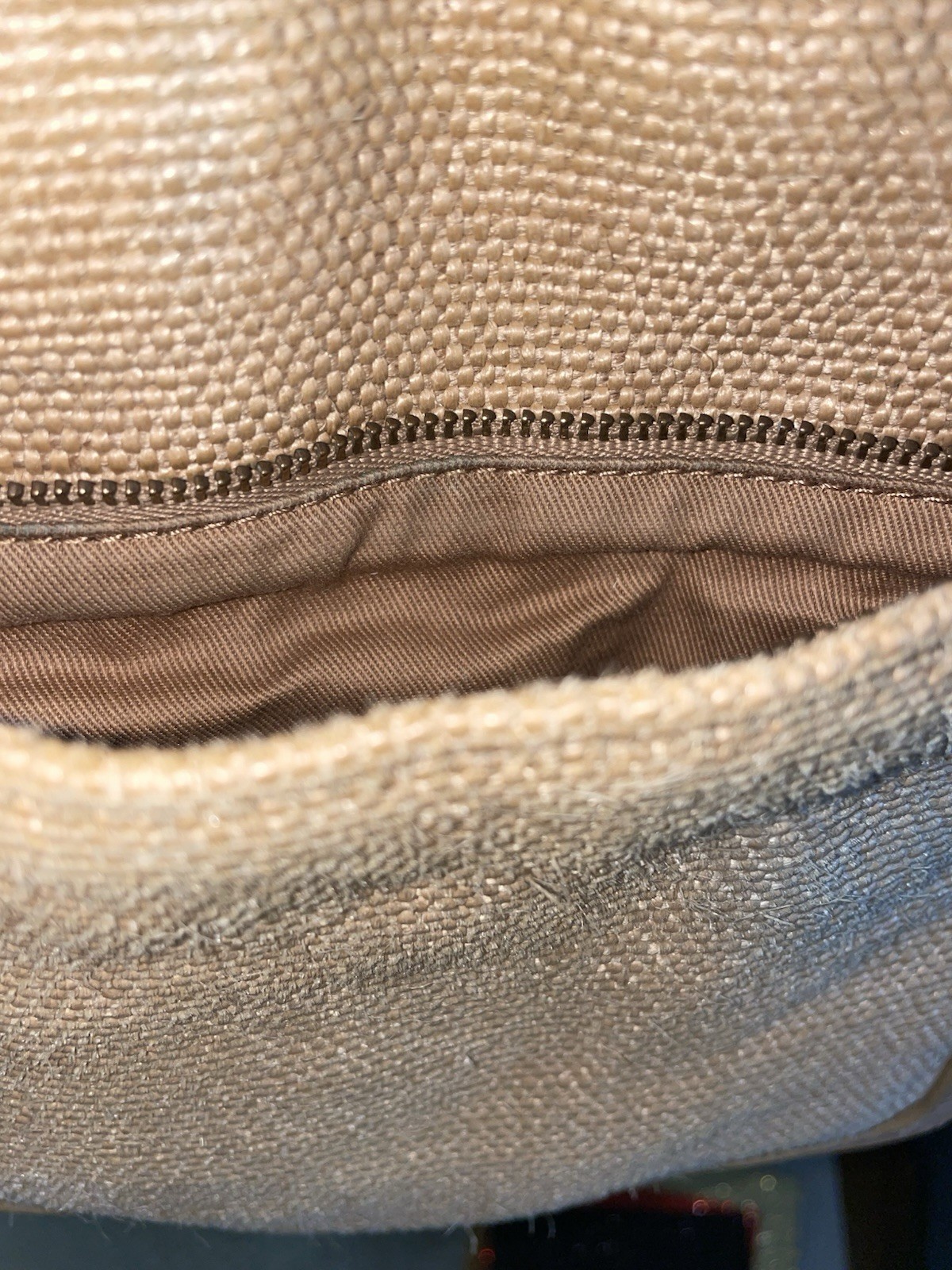 Fossil Crossbody beige tightly woven jute & Leather Accents Med Casual Shopper