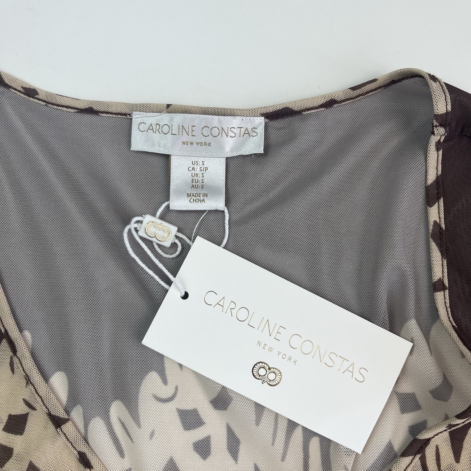 Caroline Constas Lidi Mesh Cover Up Maxi Dress S Brown Resort Beach Boho New
