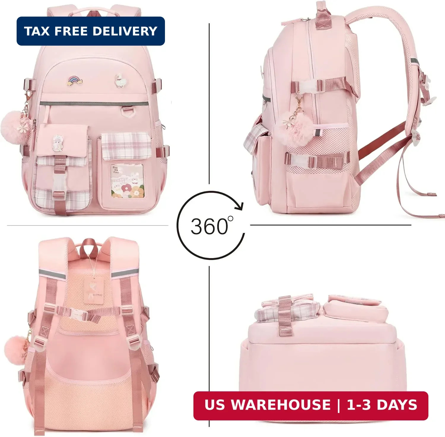Backpack for Girls, 15.6 Inch Laptop School Bag Kids Kindergarten Elementary Col