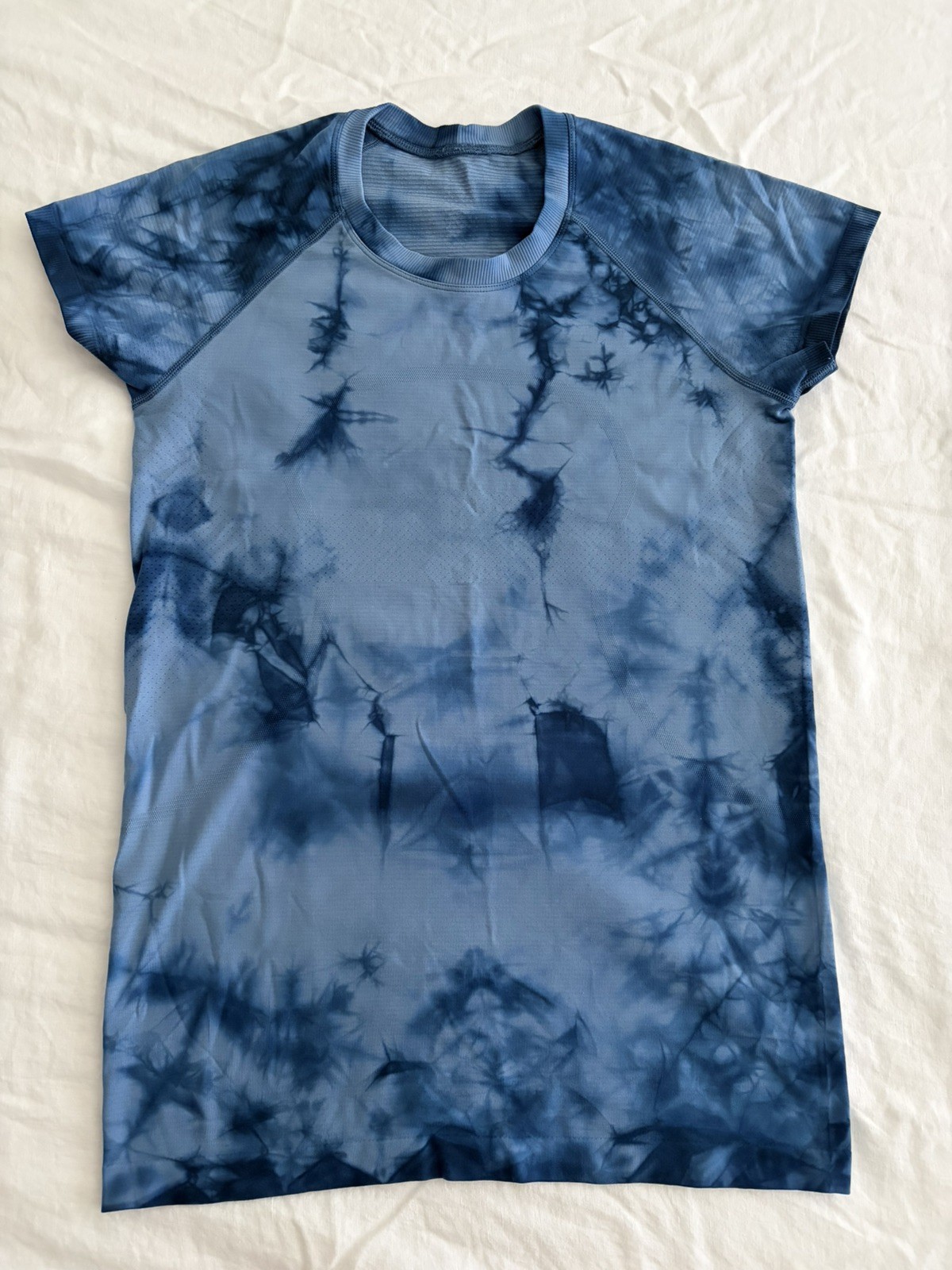 Lululemon Swiftly Tech Short Sleeve Tee Shirt 2.0, Marble Dye Blue Sz 8