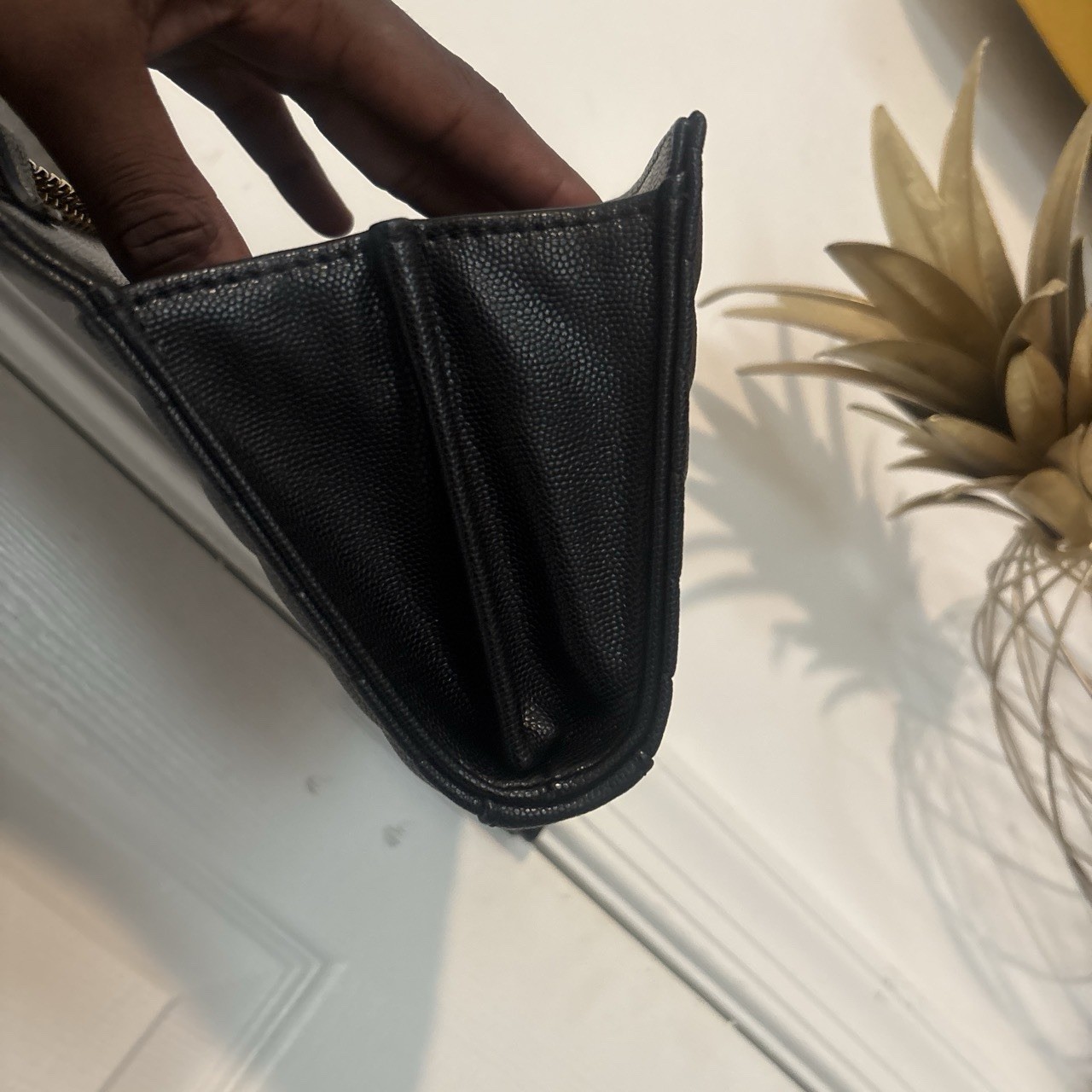 Saint Laurent YSL Envelope Black Quilted Chevron Chain Crossbody w/ Box Dust Bag