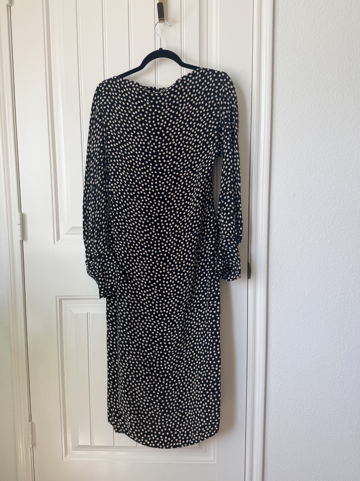 COS Women’s Black White Polka Dot Midi Dress Long Sleeve Size EU 42 US 10