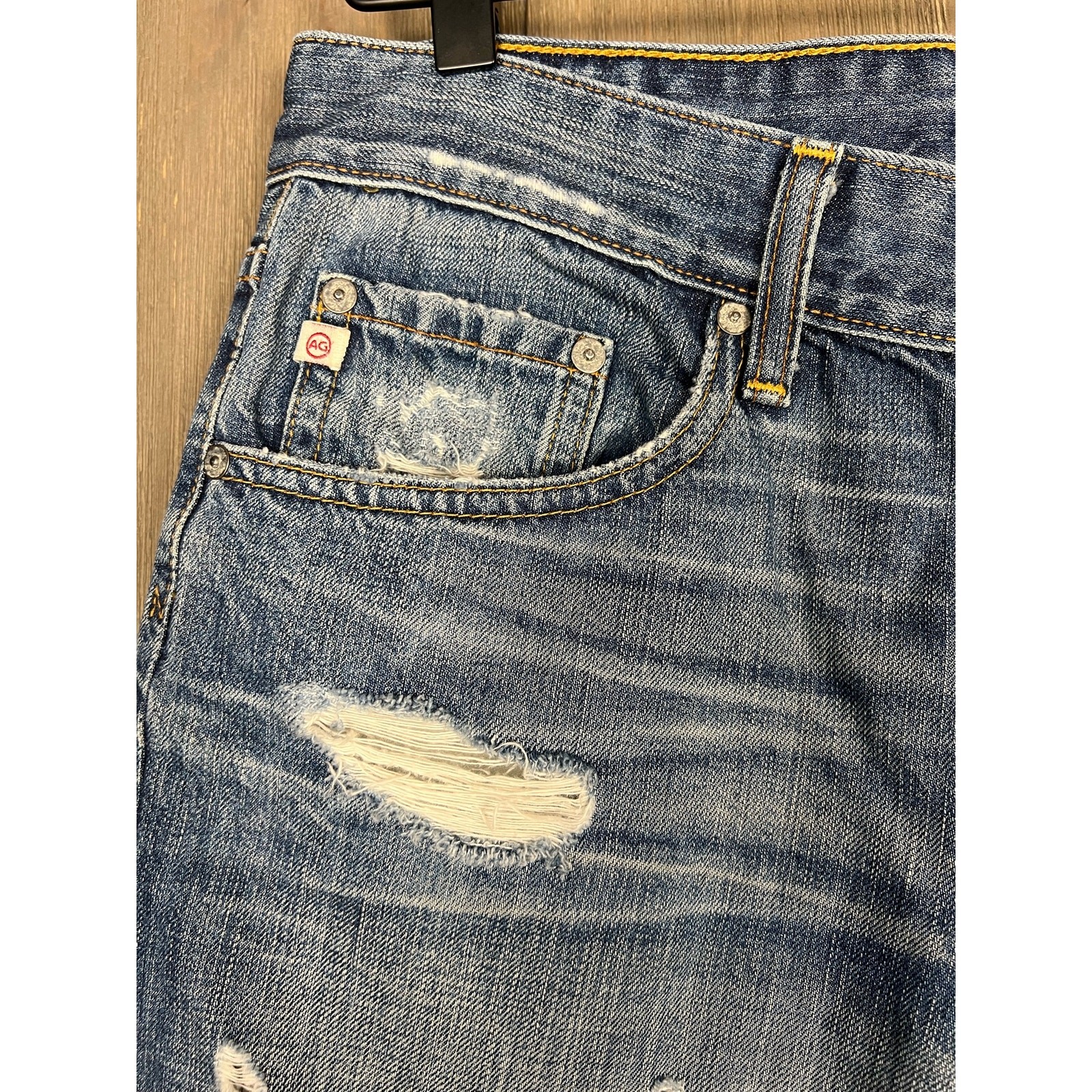 AG Adriano Goldschmied Distressed Straight Leg Jeans, 28