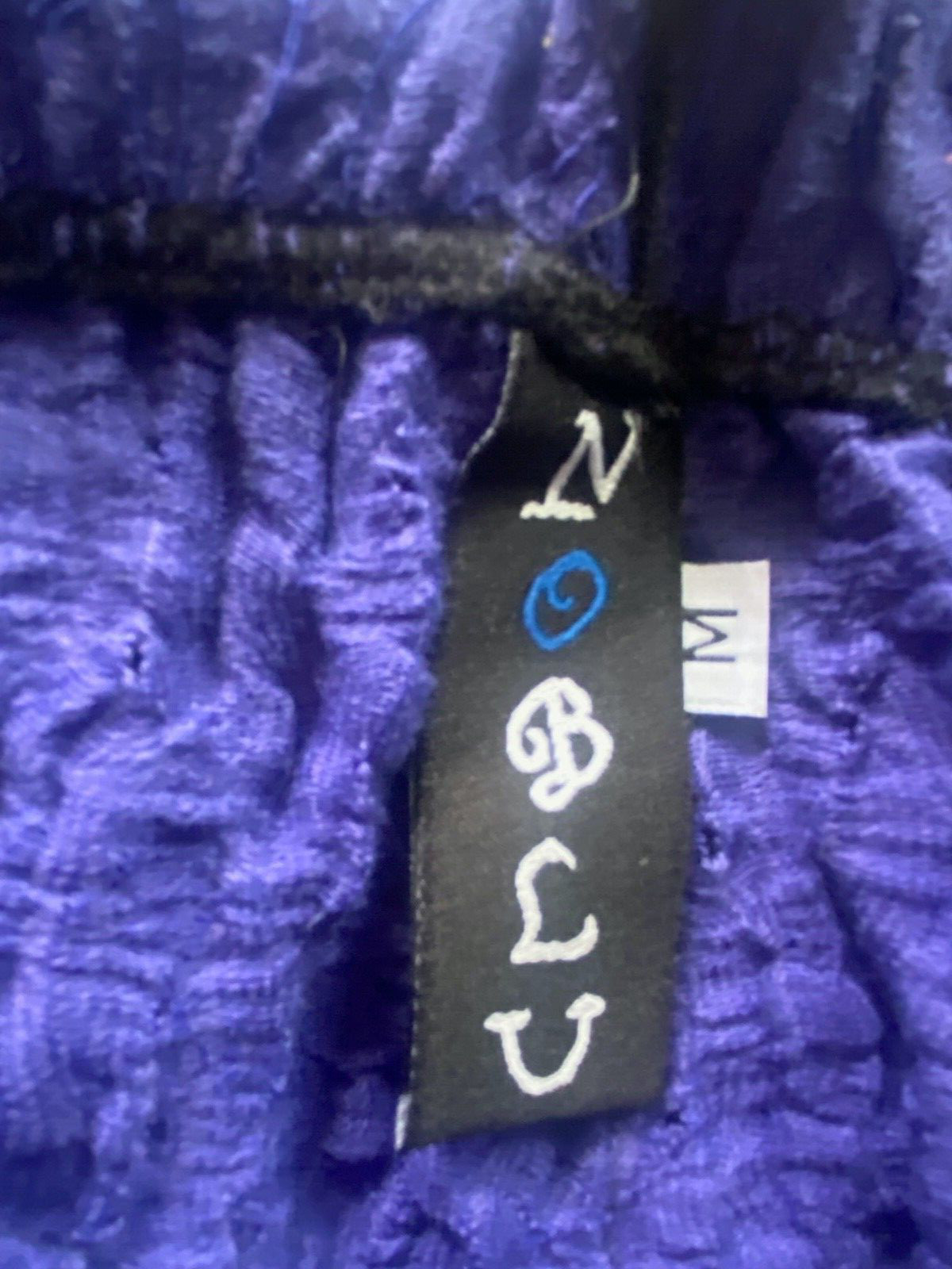 NOBLU / BREAKFAST IN TOKYO Lagenlook Purple Crinkle Gauze Cotton Pants w Mesh M