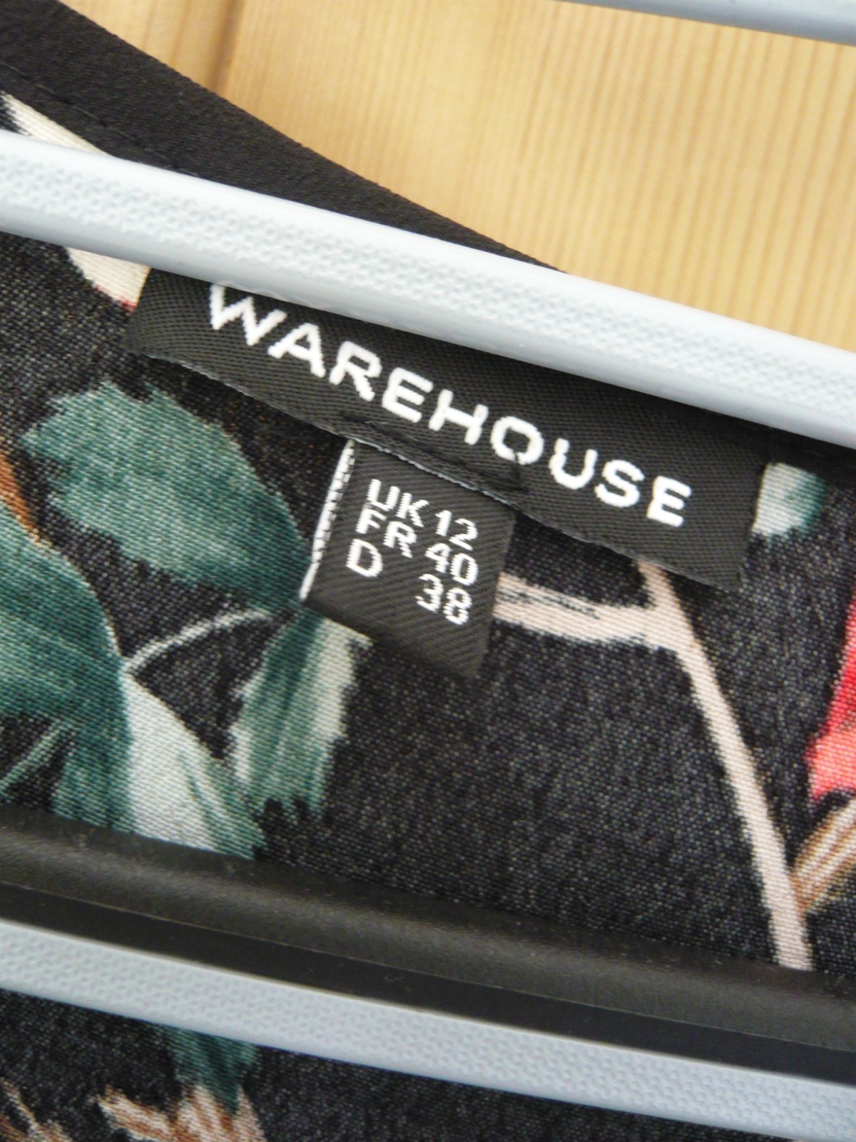 Warehouse Black Floral Check Midi Boho Dress Size 12 Lightweight Fabric