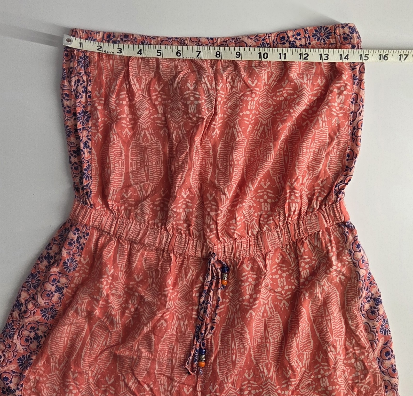 Angie Strapless Shorts Romper Women’s Large Pink Blue Tribal Bohemian Festival