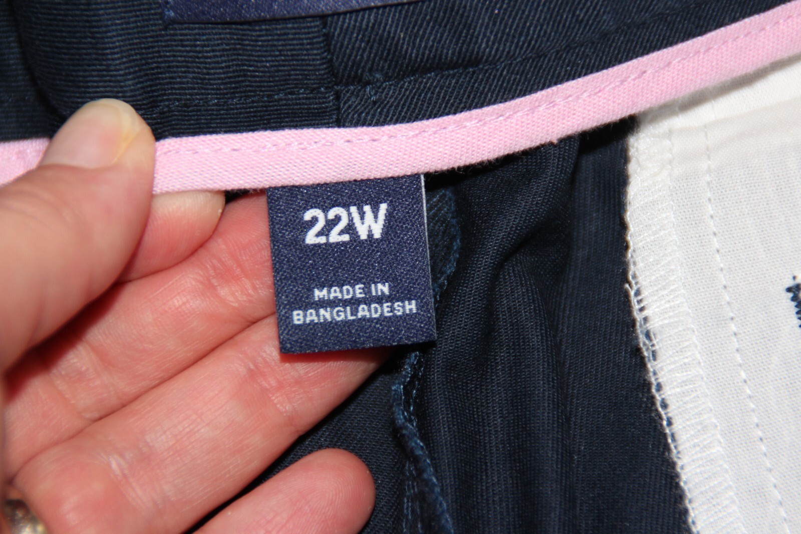 Lands’ End Women’s Chino Pants 22W Plus Size Navy Oeko-Tex Button Zip Fly Crop