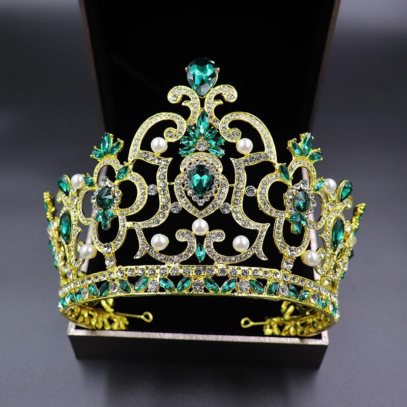 14cm Tall Large Red Crystal Crown Tiara Wedding Prom Queen Princess For Women