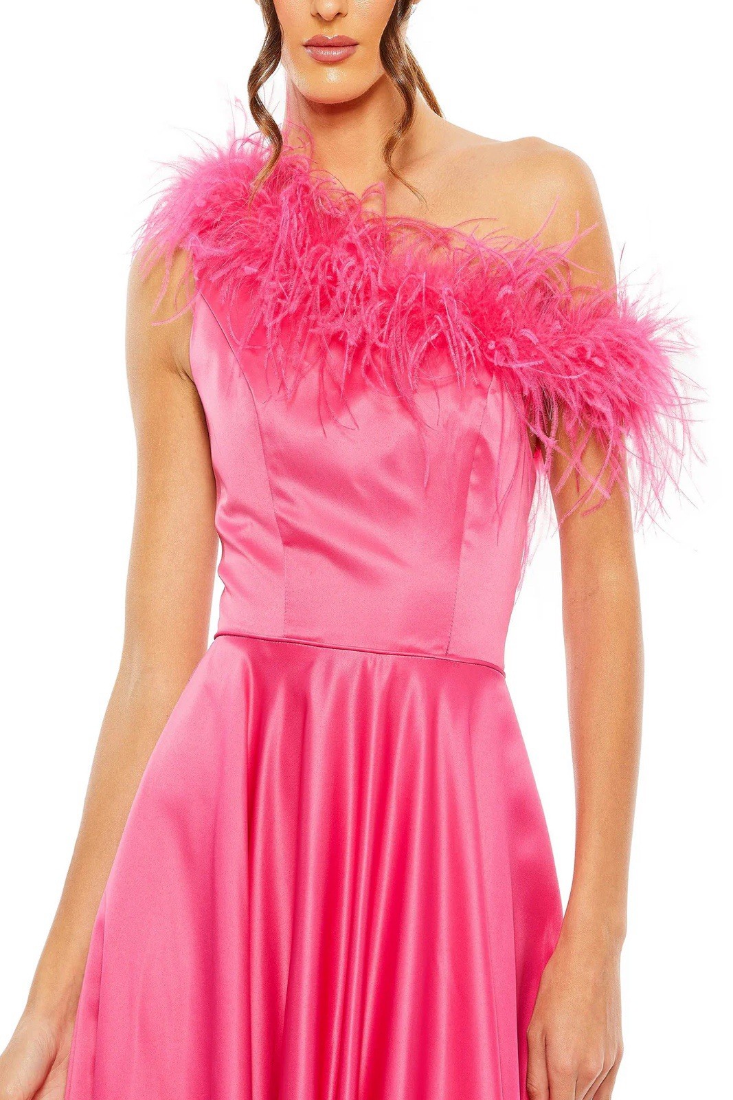 Mac Duggal Size 4 Pink 11684 One Shoulder A-Line Maxi Gown Feather Prom Dress
