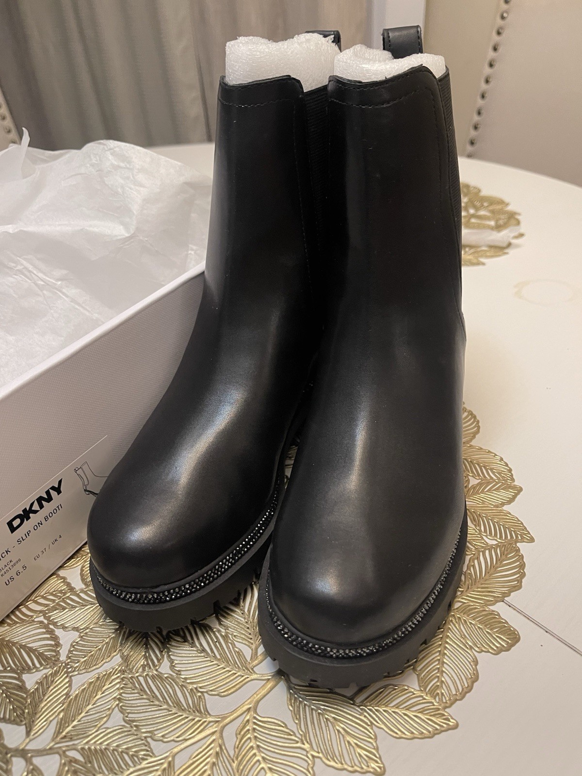 DKNY Rick Slip On Booti Chelsea Ankle Boots Black Slip Resistant US 6.5