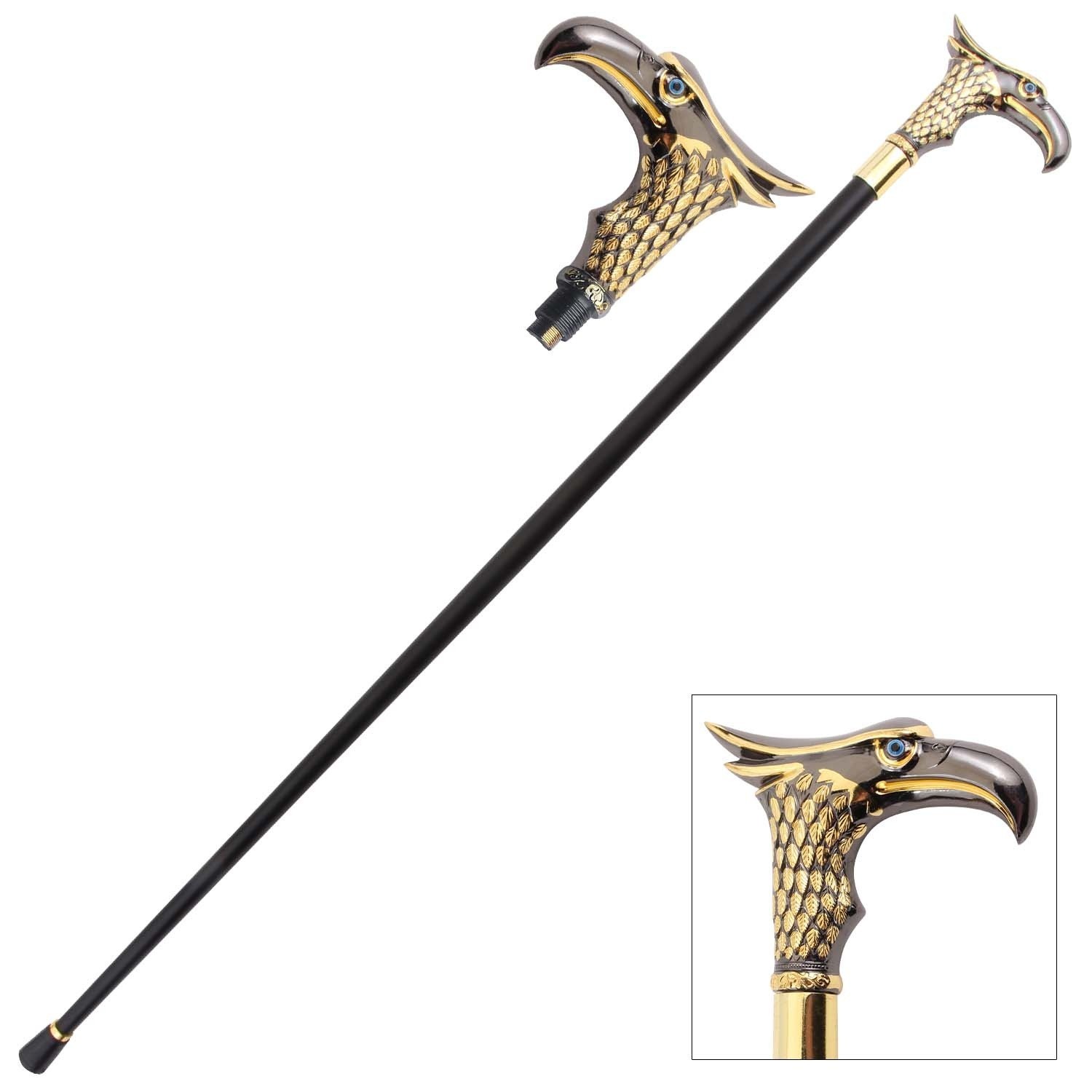 Walking Metal Cane for Men & Women-37″ Heavy Duty Gold Eagle