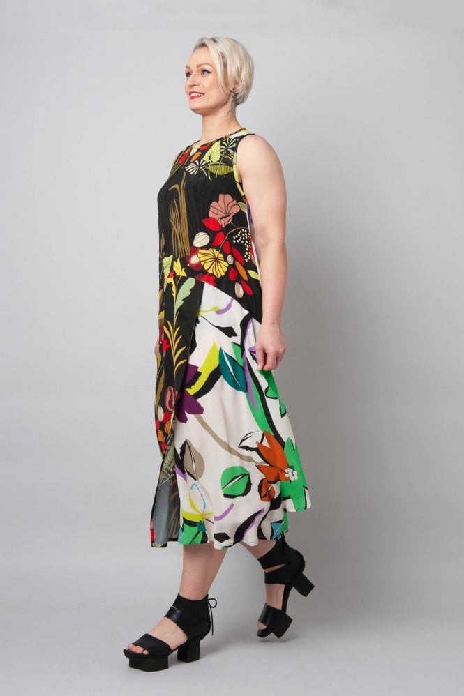 Alembika Womens Dress Size 2 US 8 Colorblock Lagenlook Artsy Boho Summer Chic