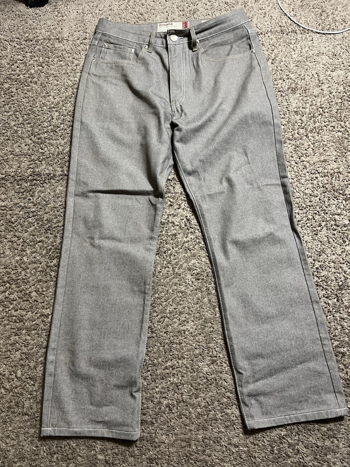 Primark Men’s Gray Dark Wash Denim Jeans Straight Fit Mid Rise 5-Pocket