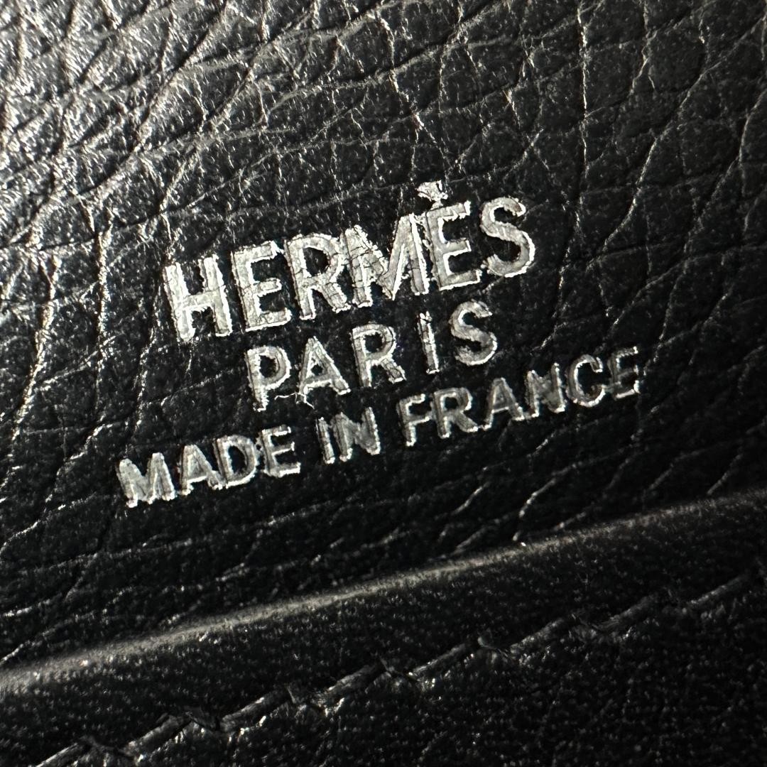 Hermes Pochette Kelly Evergrain Black SV Hardware 150888