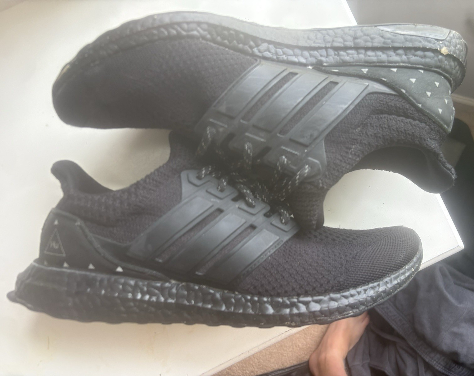 adidas Men’s UltraBoost Low Top Running Sneakers Black Solid Lace-Up Rubber