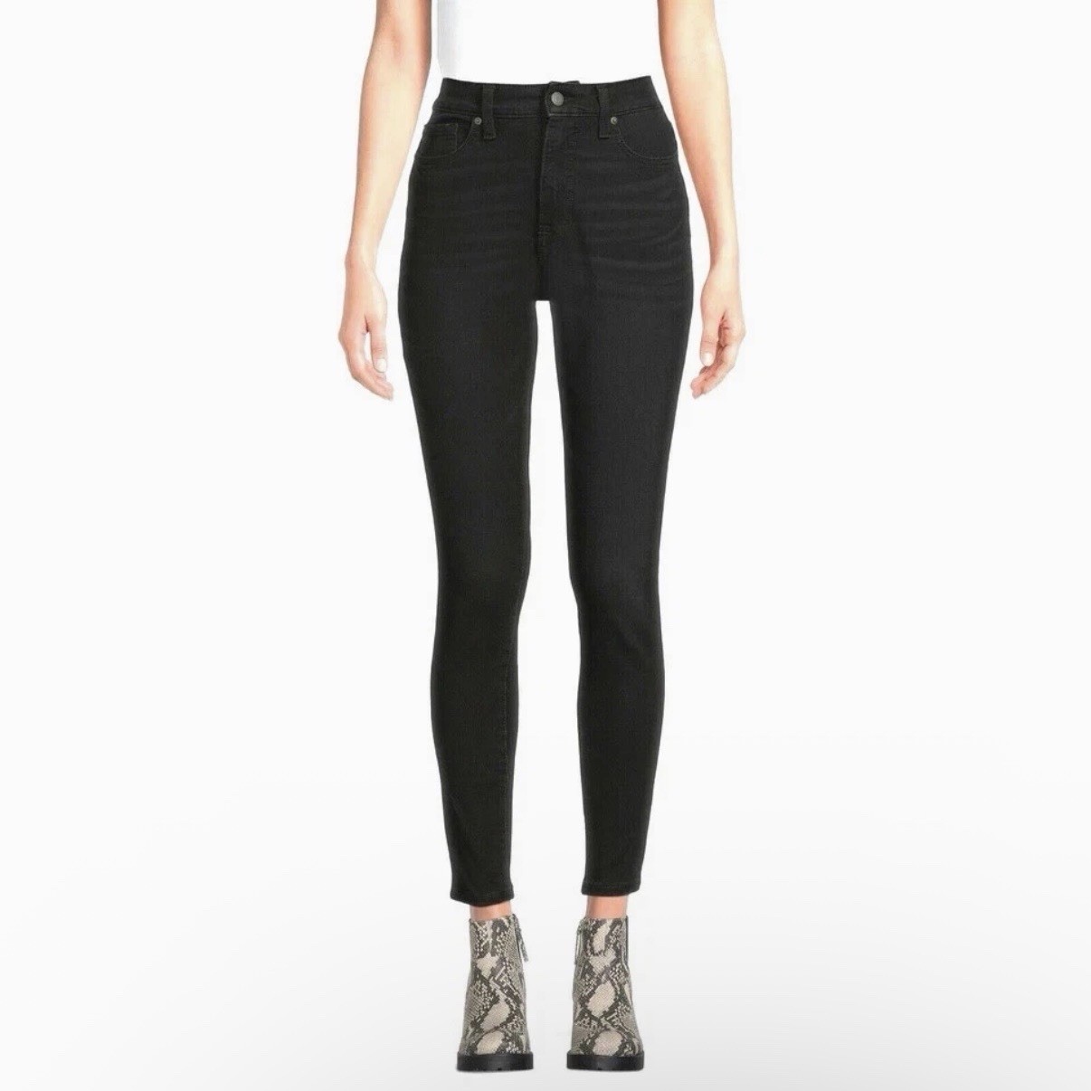 NEW Time & Tru Women’s High Rise Curvy Skinny Jeans Size 12 Reg Black Denim