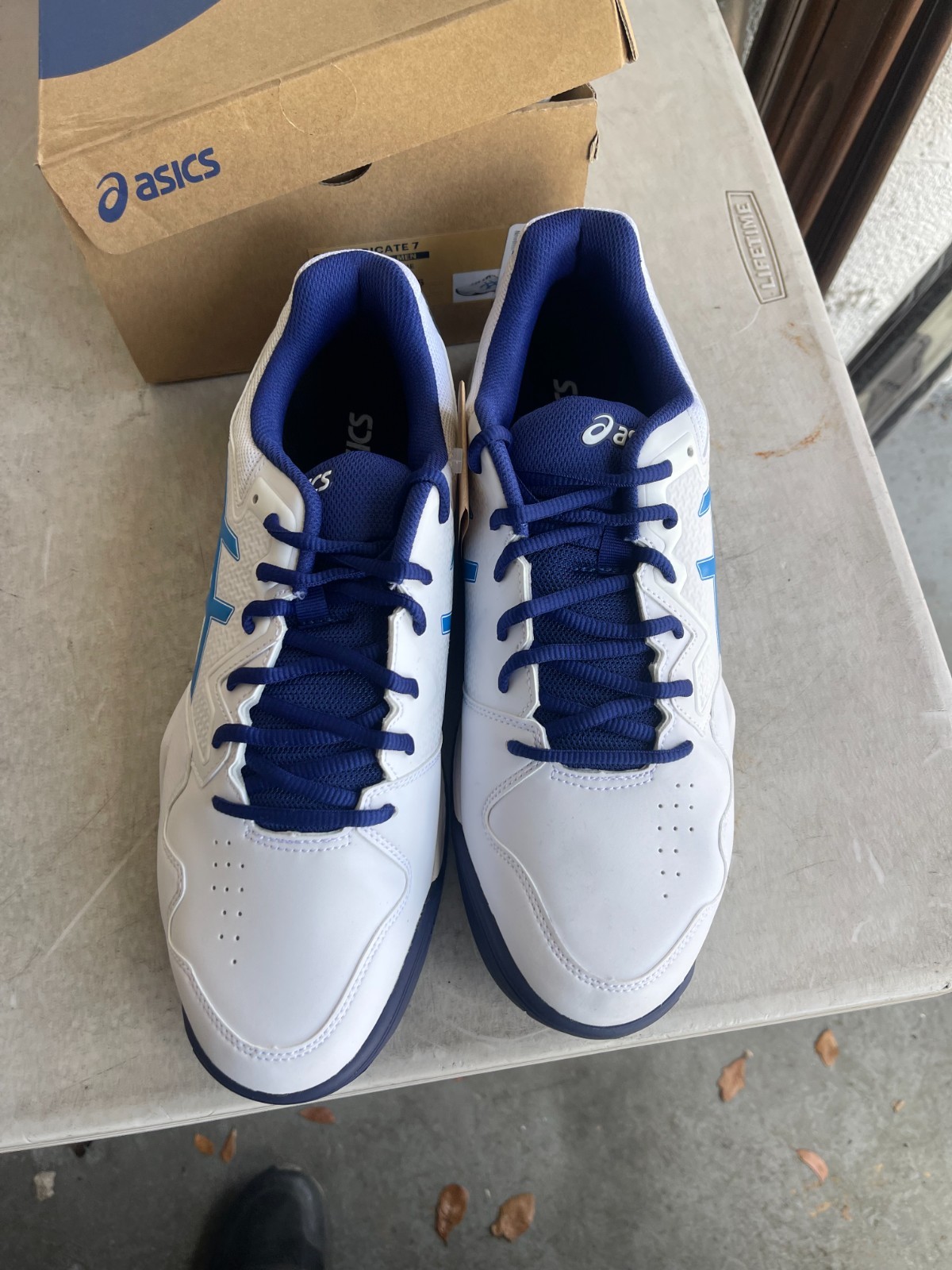 ASICS Gel-Dedicate 7 White Electric Blue Mens Tennis Shoes Size 12 1041A223-103