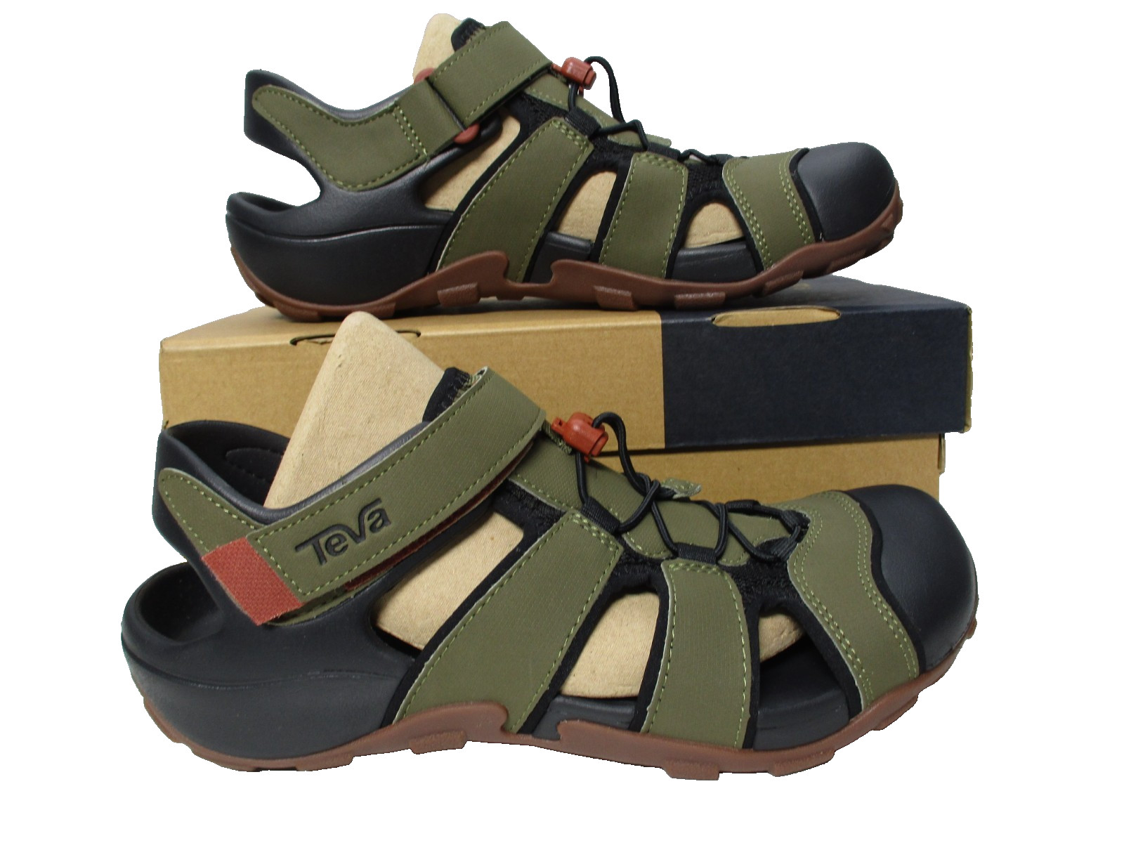 Teva Flintwood Sport Sandals Shoes Black Olive Green Hiking Mens Sz 9