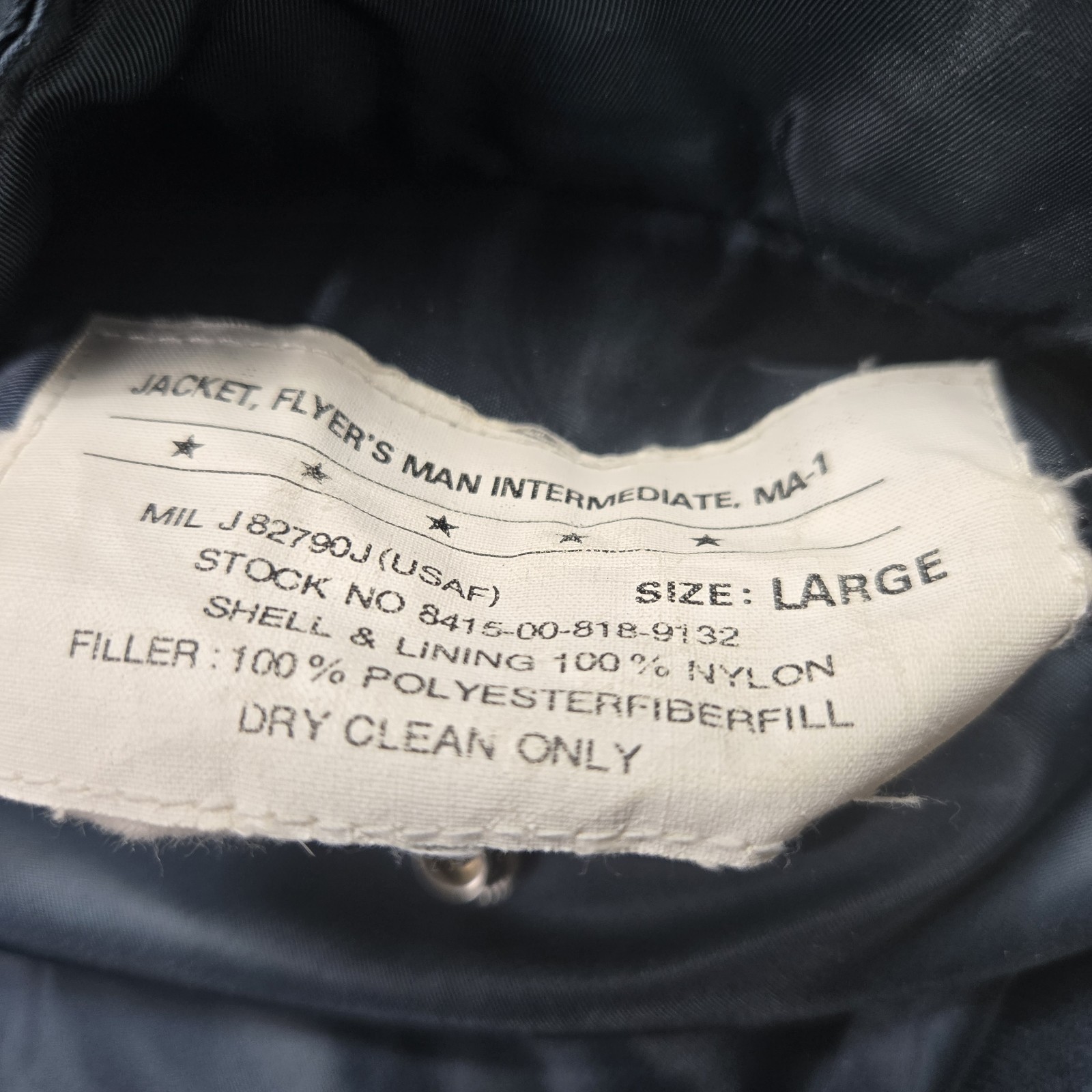 US Armed FORCES Jacket, Flyers Man Intermediate, MA-1 Blue L 8415-00-818-9132