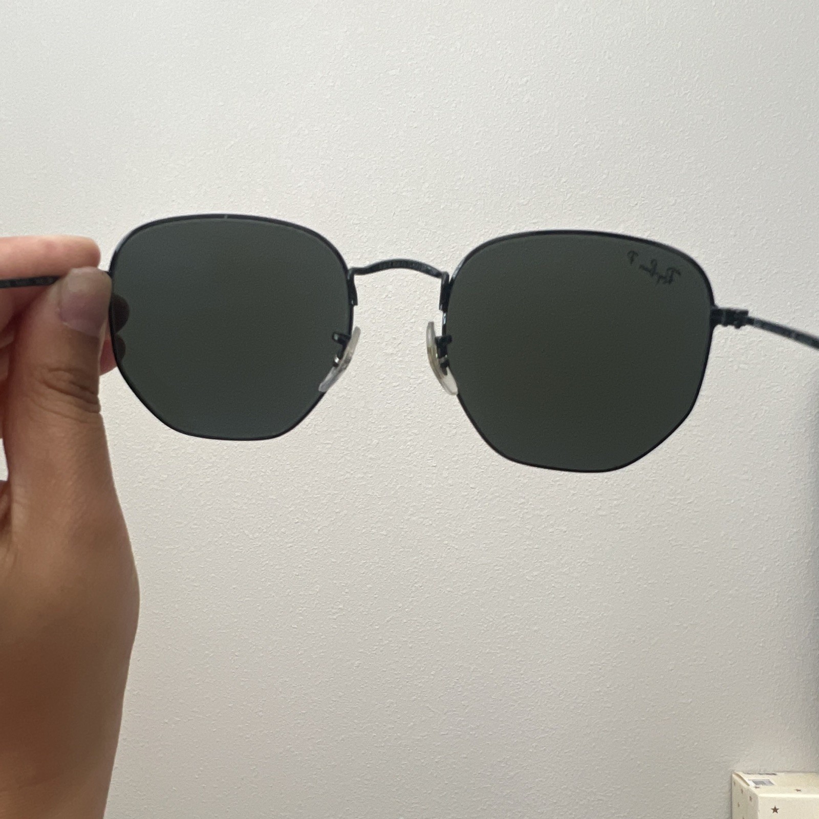 Ray-Ban RB3548-N 002/58 Polarized Hexagon Sunglasses Black Glass Lens 54-21
