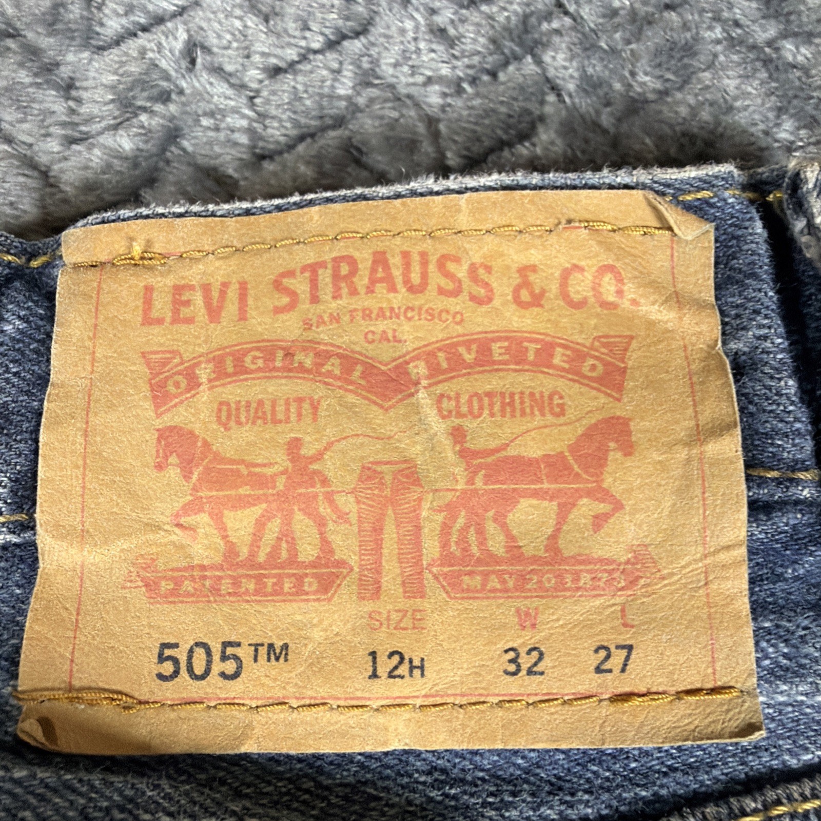 Levis 505 Reguar Straight Jeans Boys 12 Husky 32×27 Blue Denim