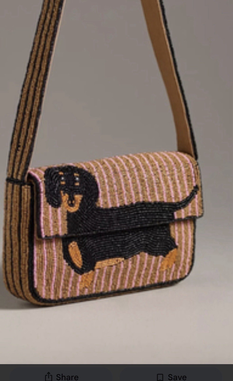 Anthropologie The Fiona Beaded Bag: Animal Edition Dog Striped Dachshund