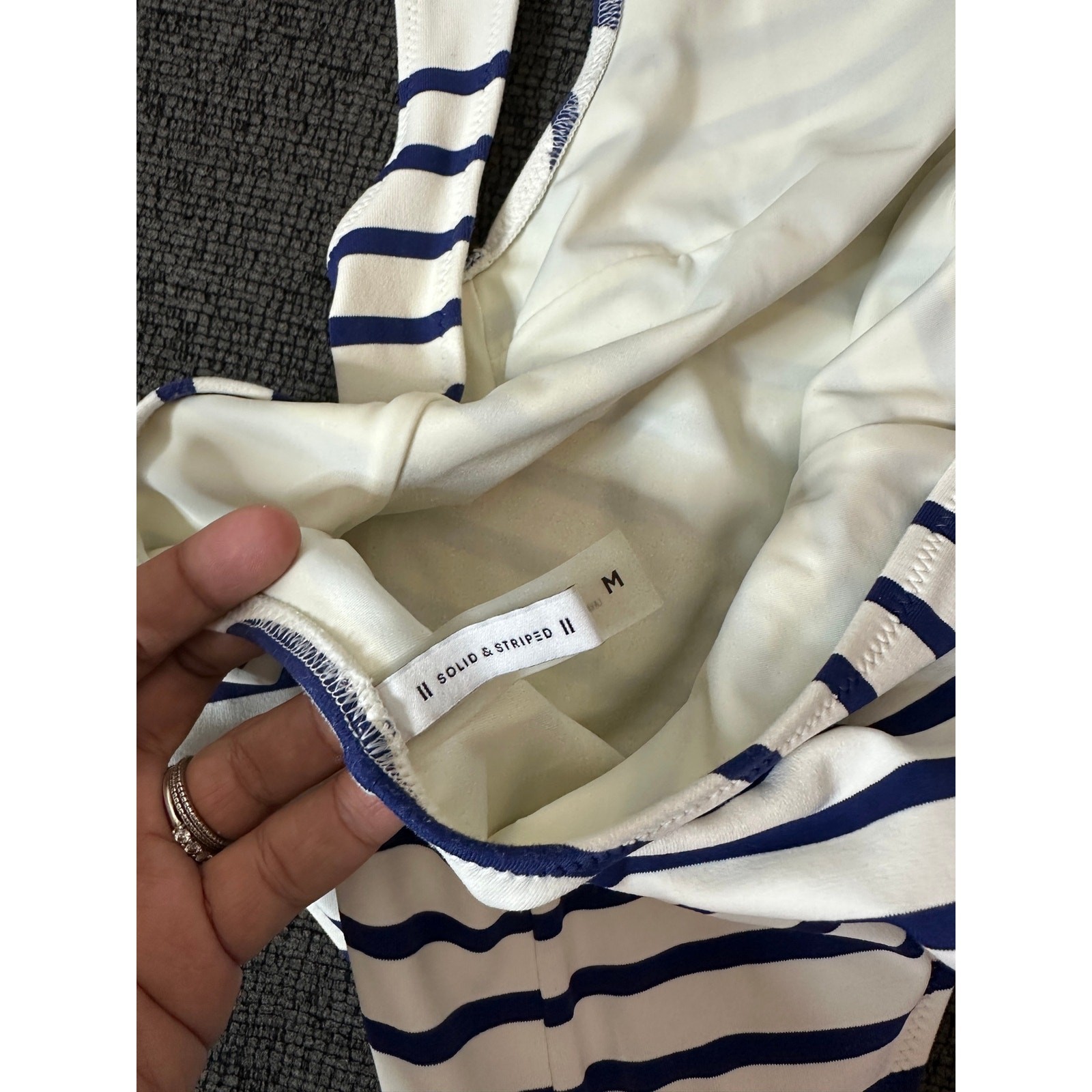 Solid & Striped The Iman One-Piece Swimsuit size M Breton Stripe Open Back
