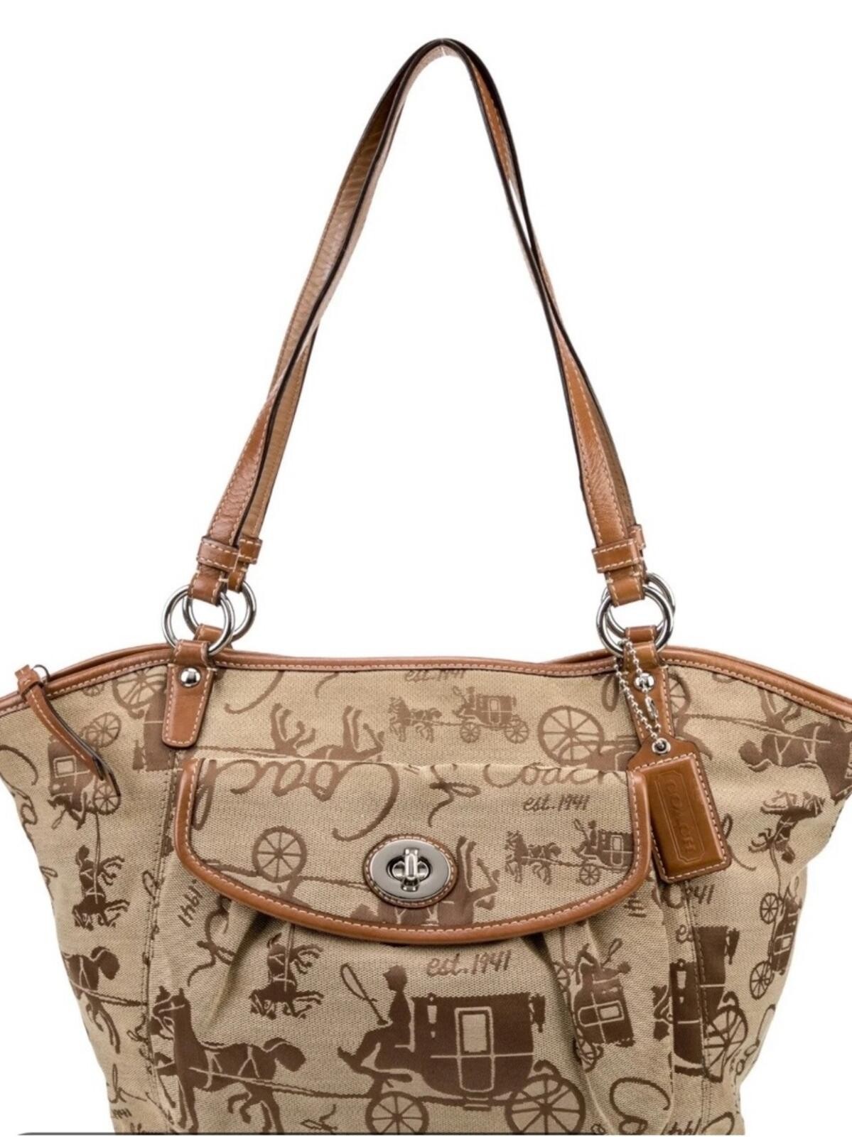 Coach vintage Leah Tan Signature Print Canvas Shoulder Bag