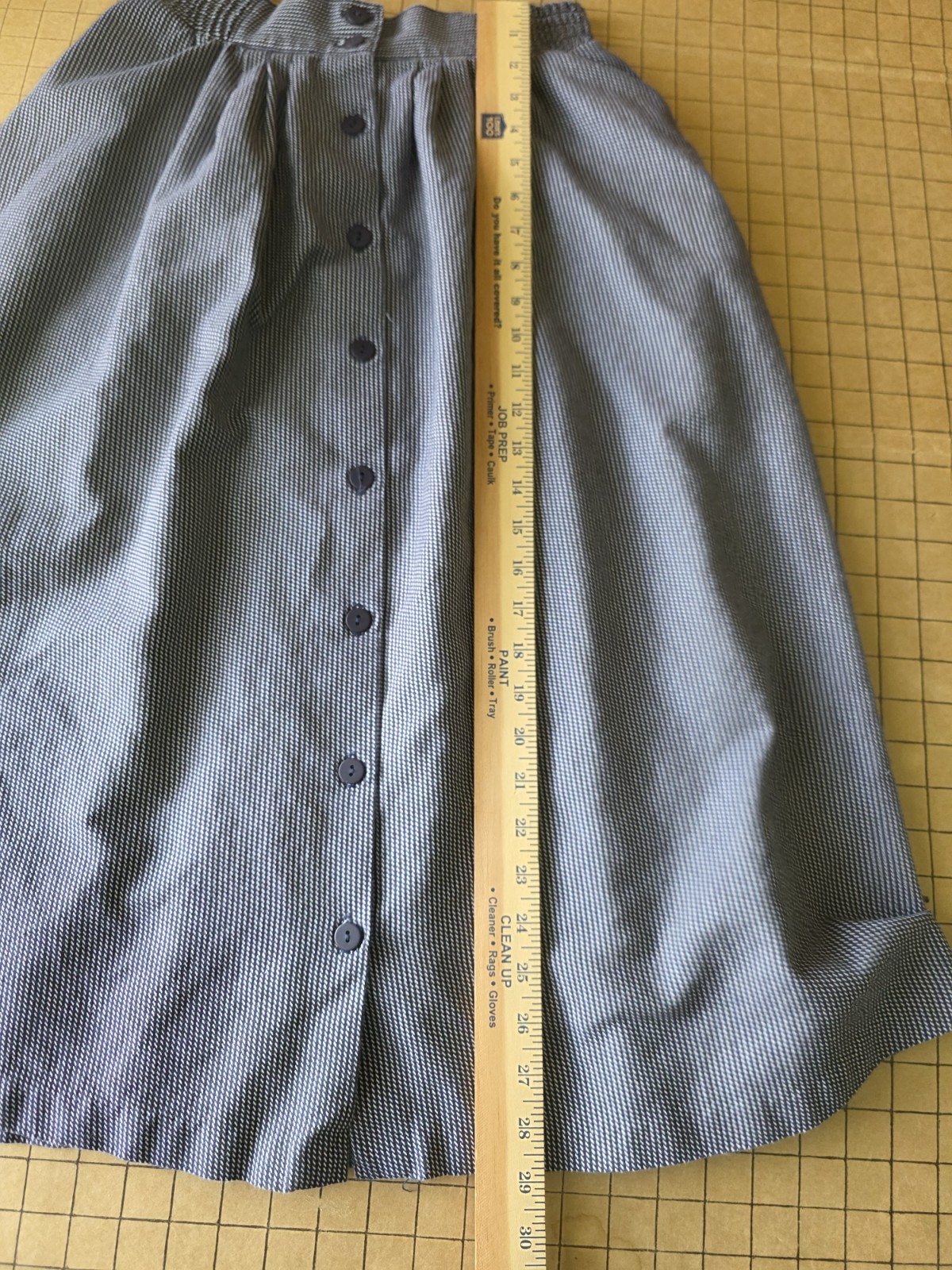 Jantzen Vintage Petite Button Front A-Line Gray Check Skirt Sz 12 Made In USA