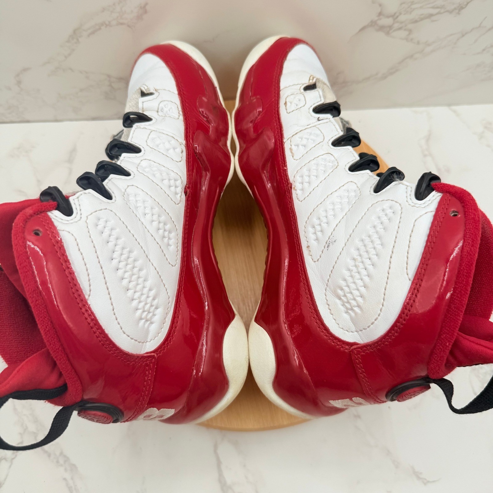 Kids Air Jordan 9 Retro White Red Basketball Shoes Sz 4Y 302359 160